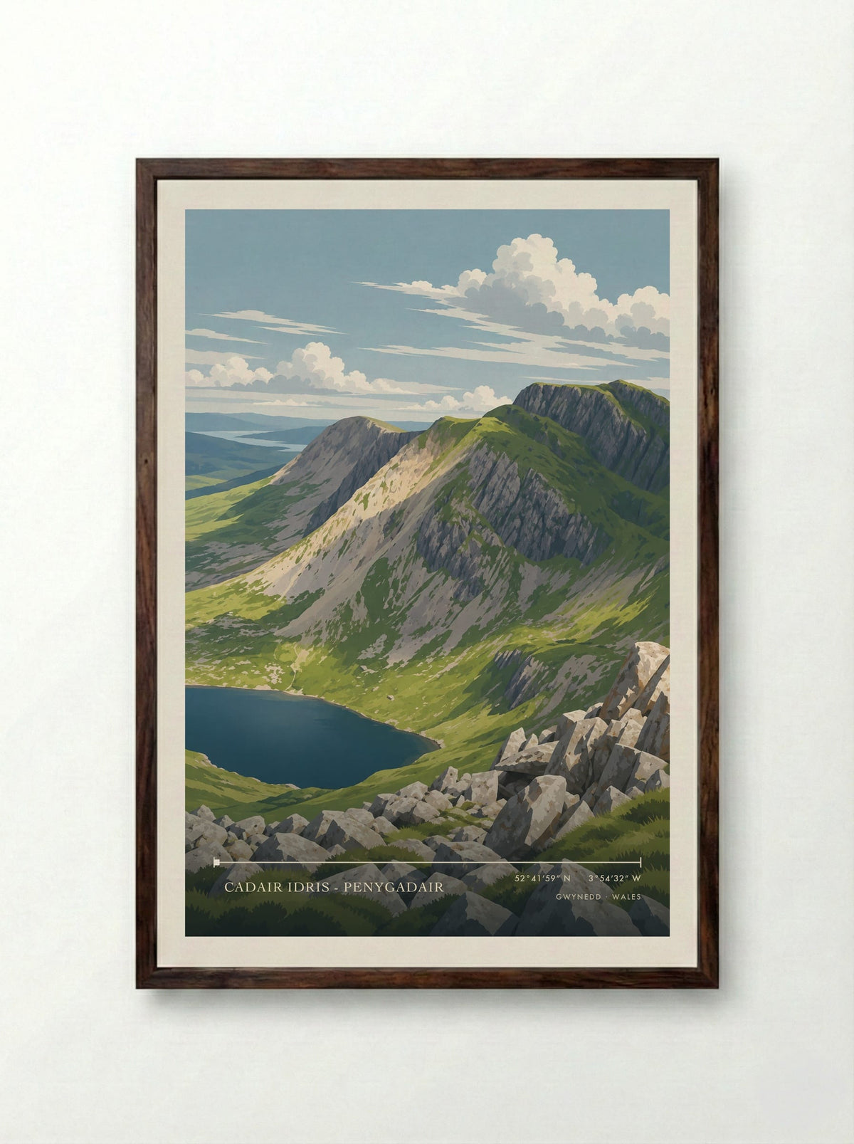 Cadair Idris - Penygadair, Gwynedd | Travel Poster - Framed Print Dark Wood