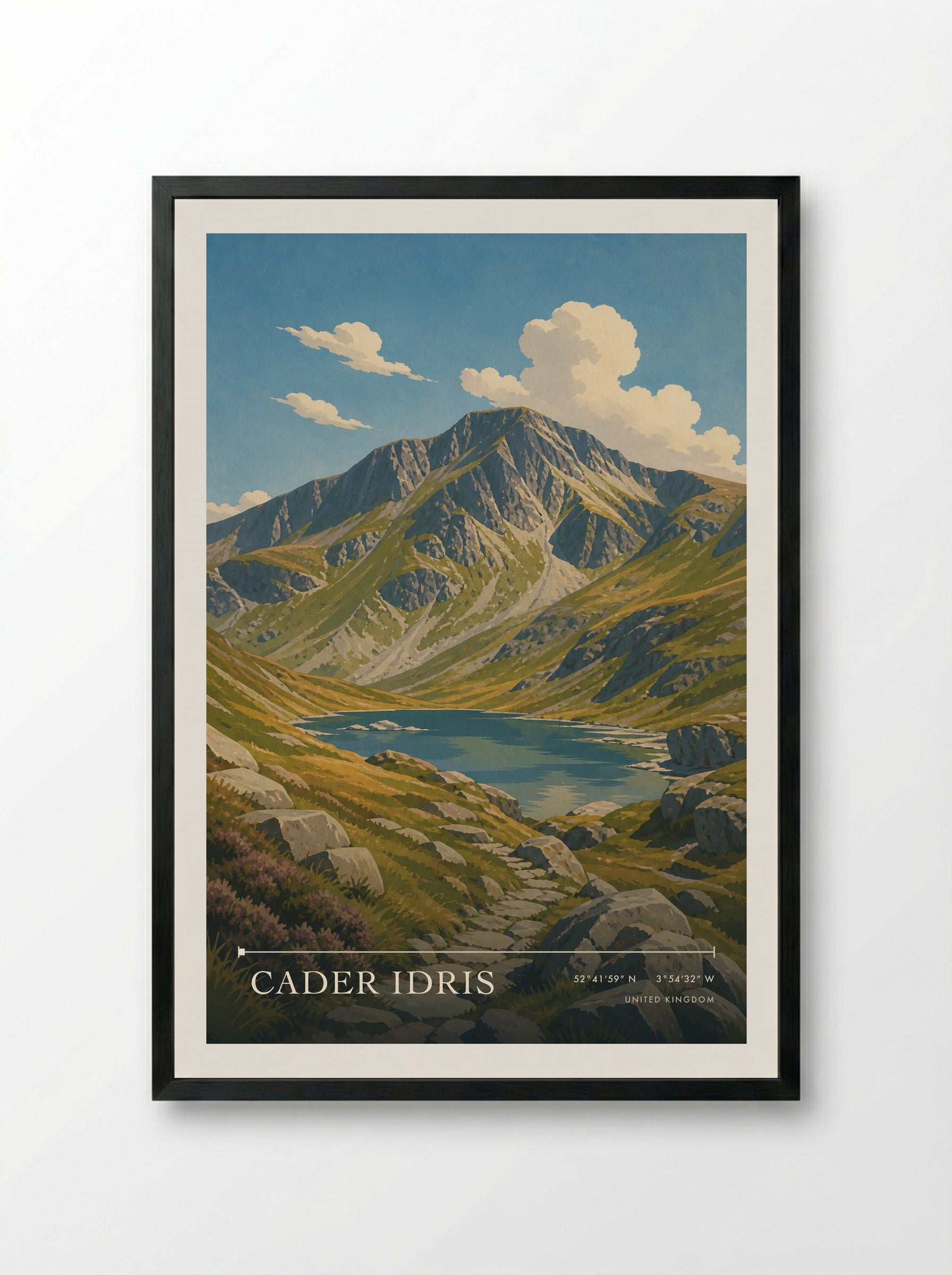 Cader Idris United Kingdom Travel Poster - Framed Print Black