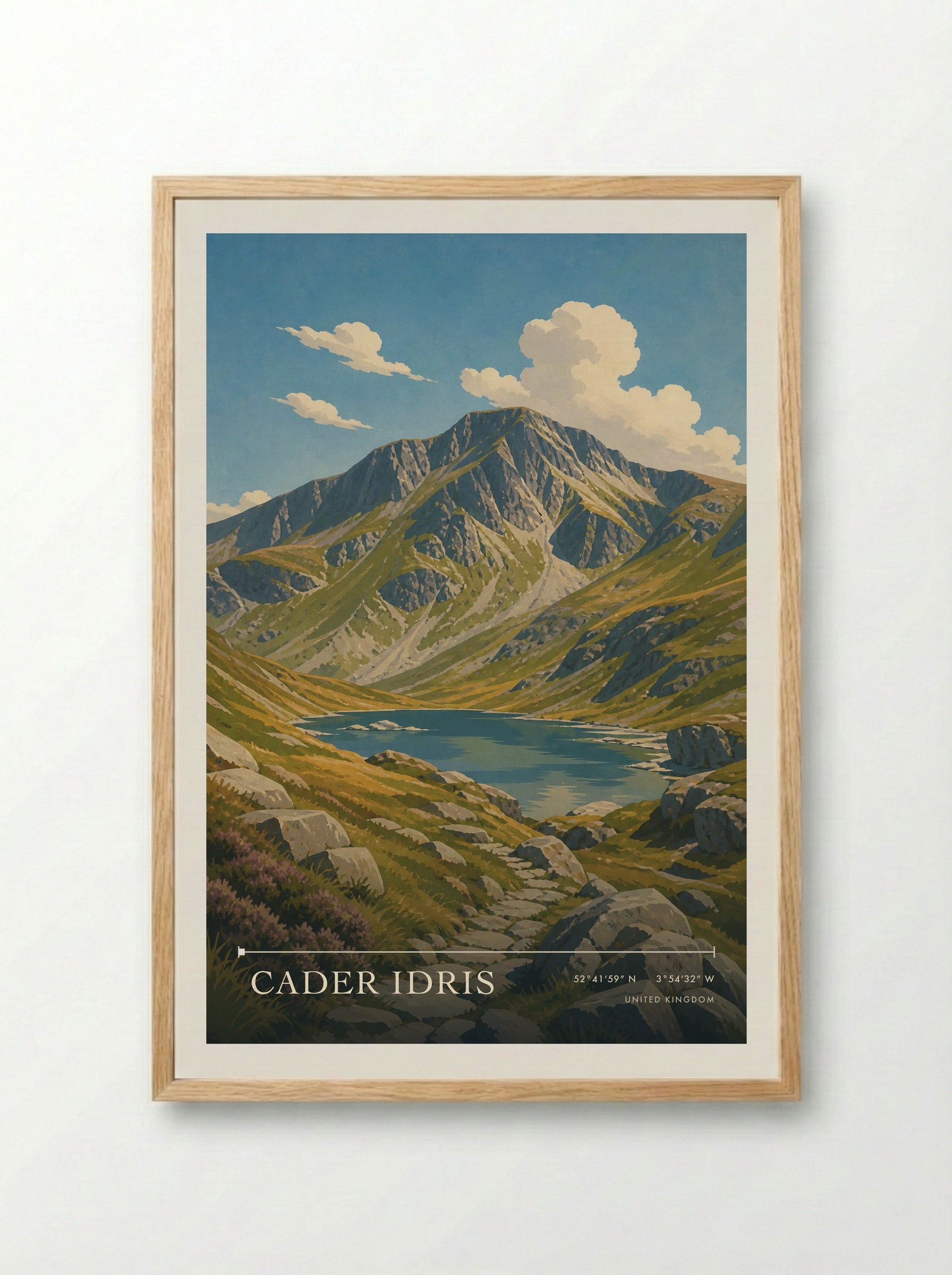 Cader Idris United Kingdom Travel Poster - Framed Print Wood