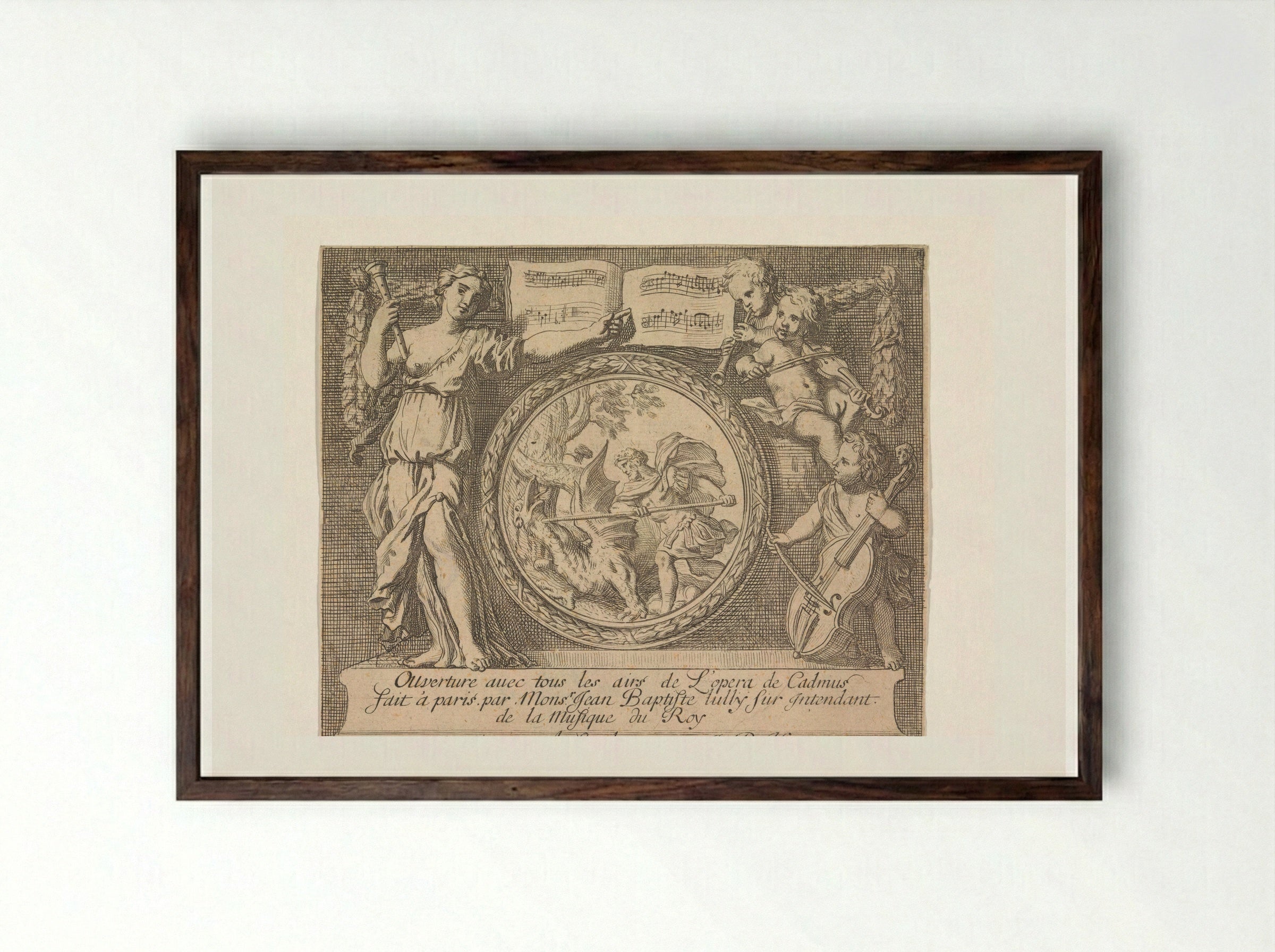 Cadmus Slaying the Dragon - Gerard de Lairesse - Framed Print Dark Wood