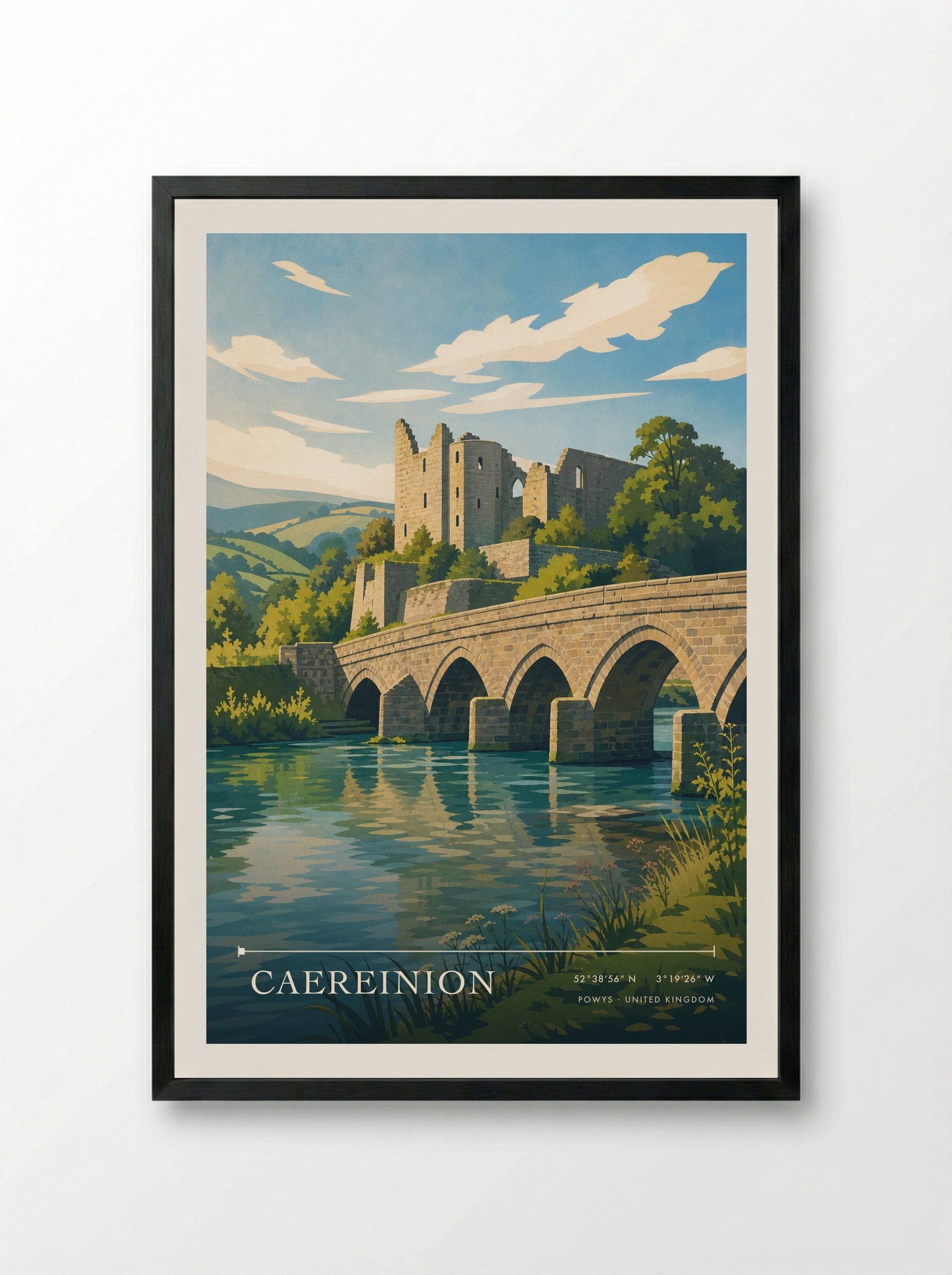 Caereinion Powys United Kingdom Travel Poster - Framed Print Black