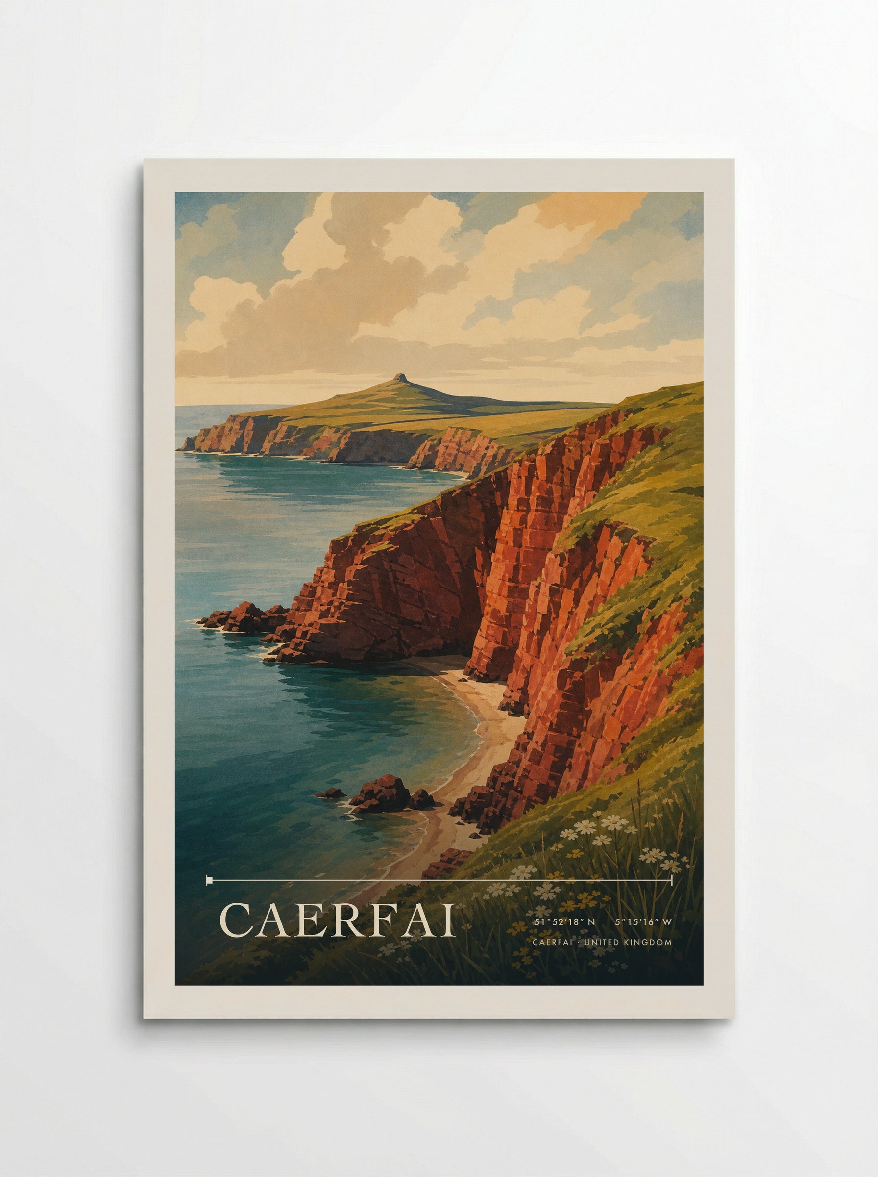 Caerfai United Kingdom Travel Poster - Poster
