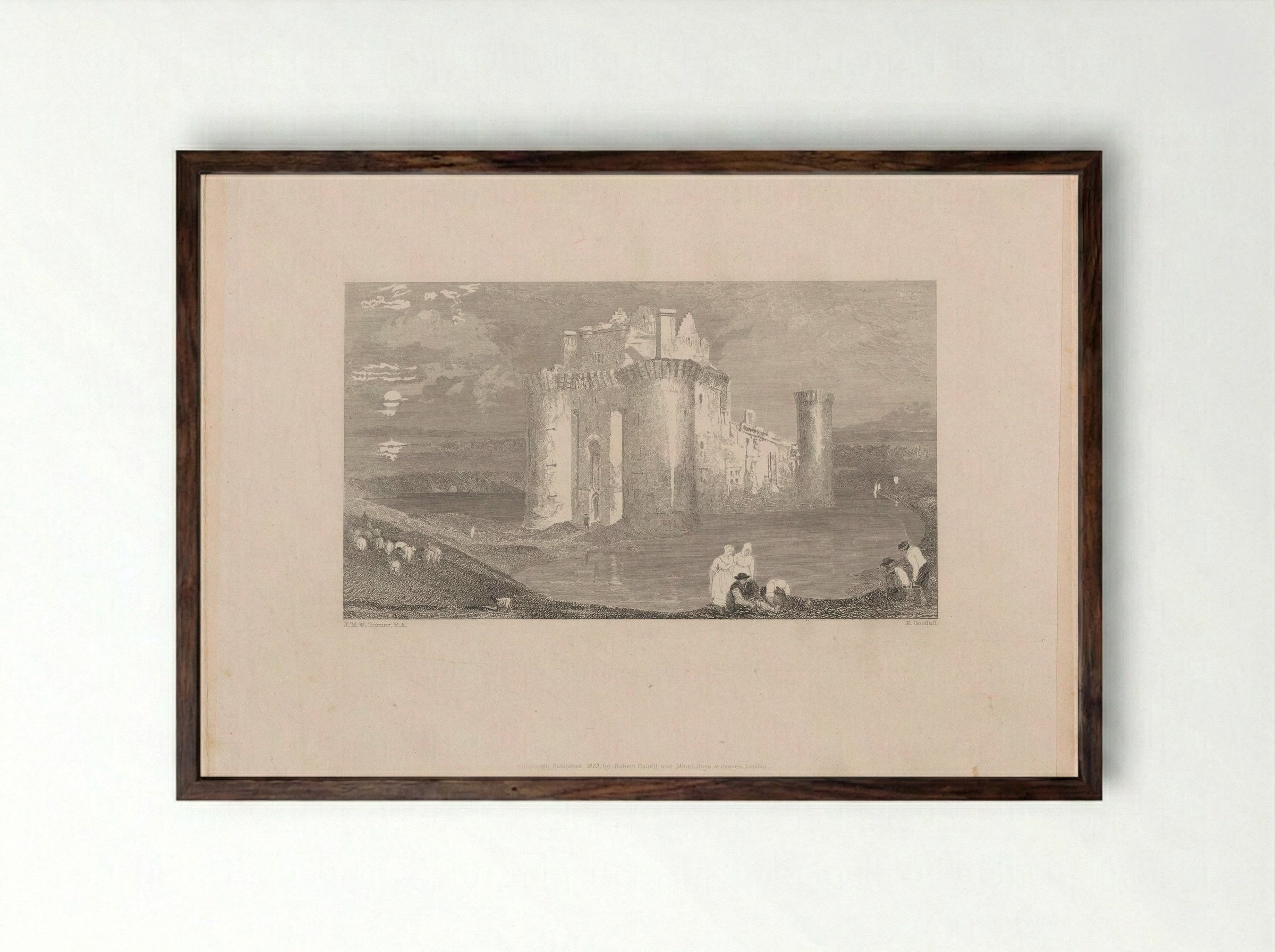 Caerlaverock Castle - Edward Goodall - Framed Print Dark Wood