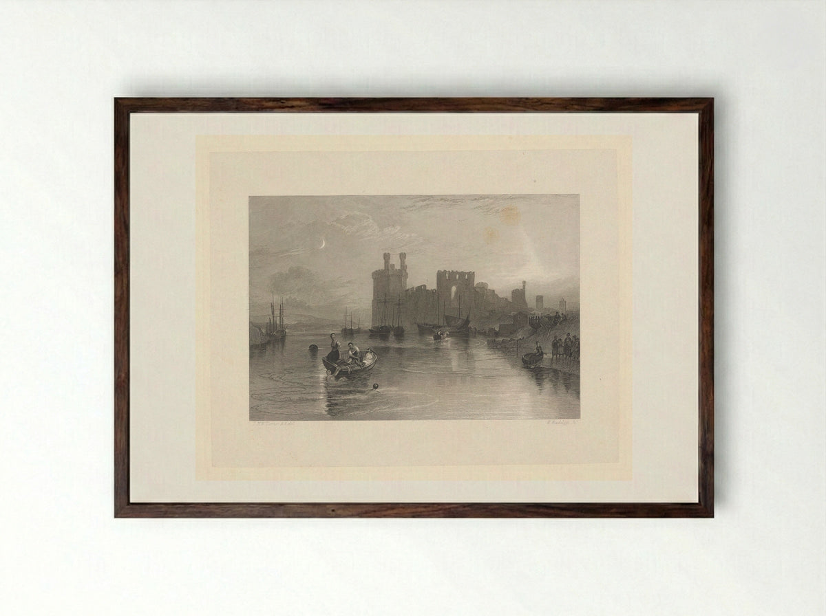 Caernarvon Castle, Wales - William Radclyffe - Framed Print Dark Wood