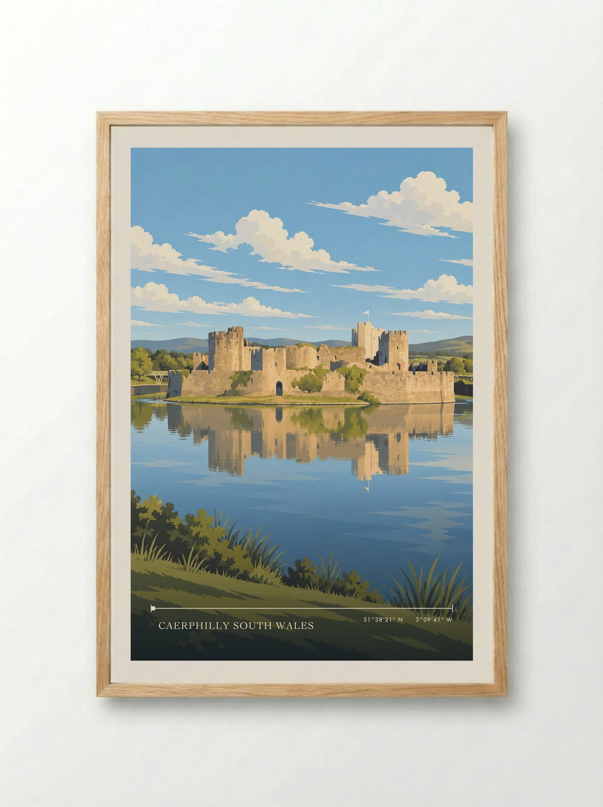 Caerphilly South Wales | Travel Poster - Framed Print Wood