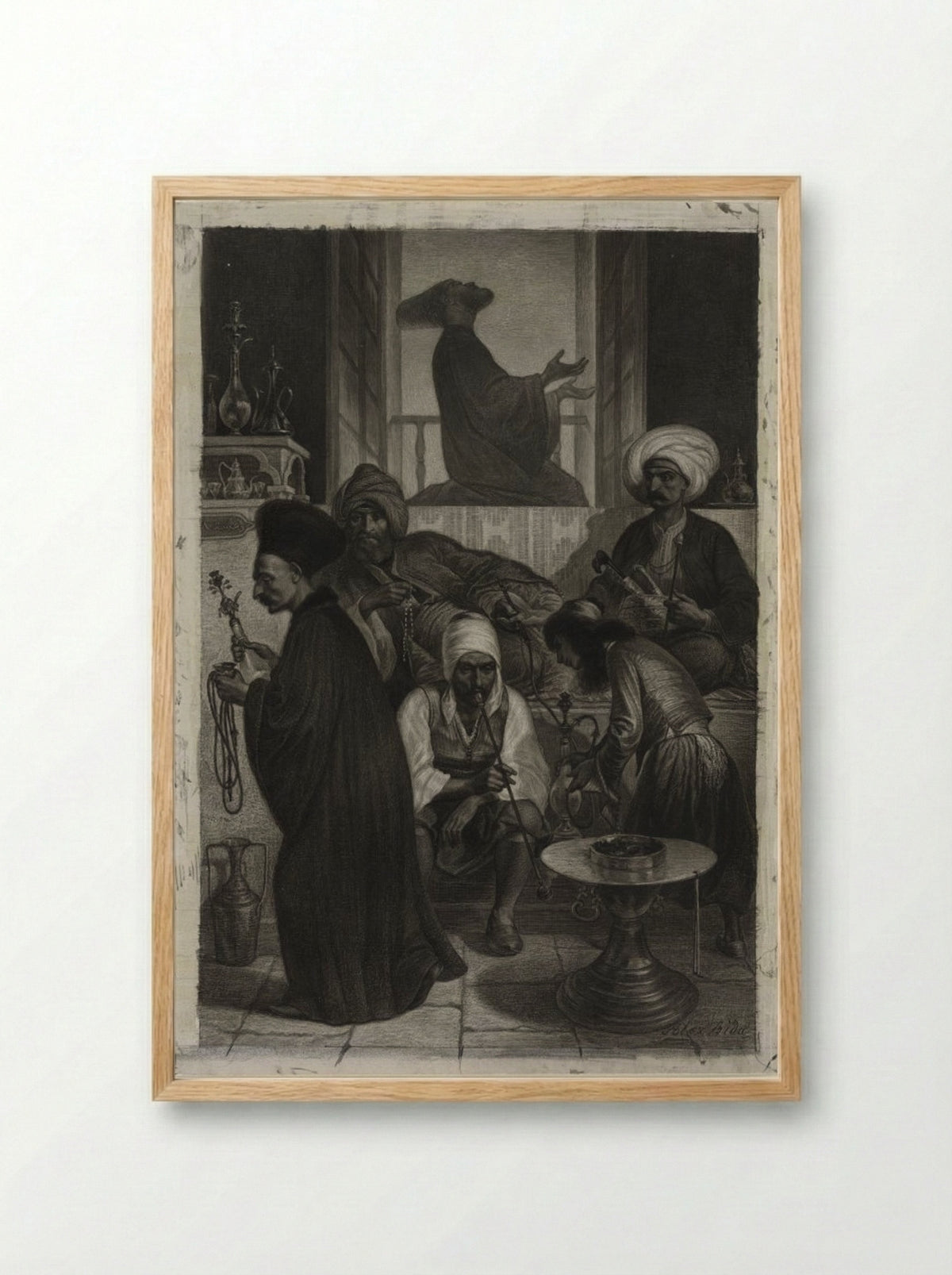 Café in Constantinople - Alexandre Bida - Framed Print Wood