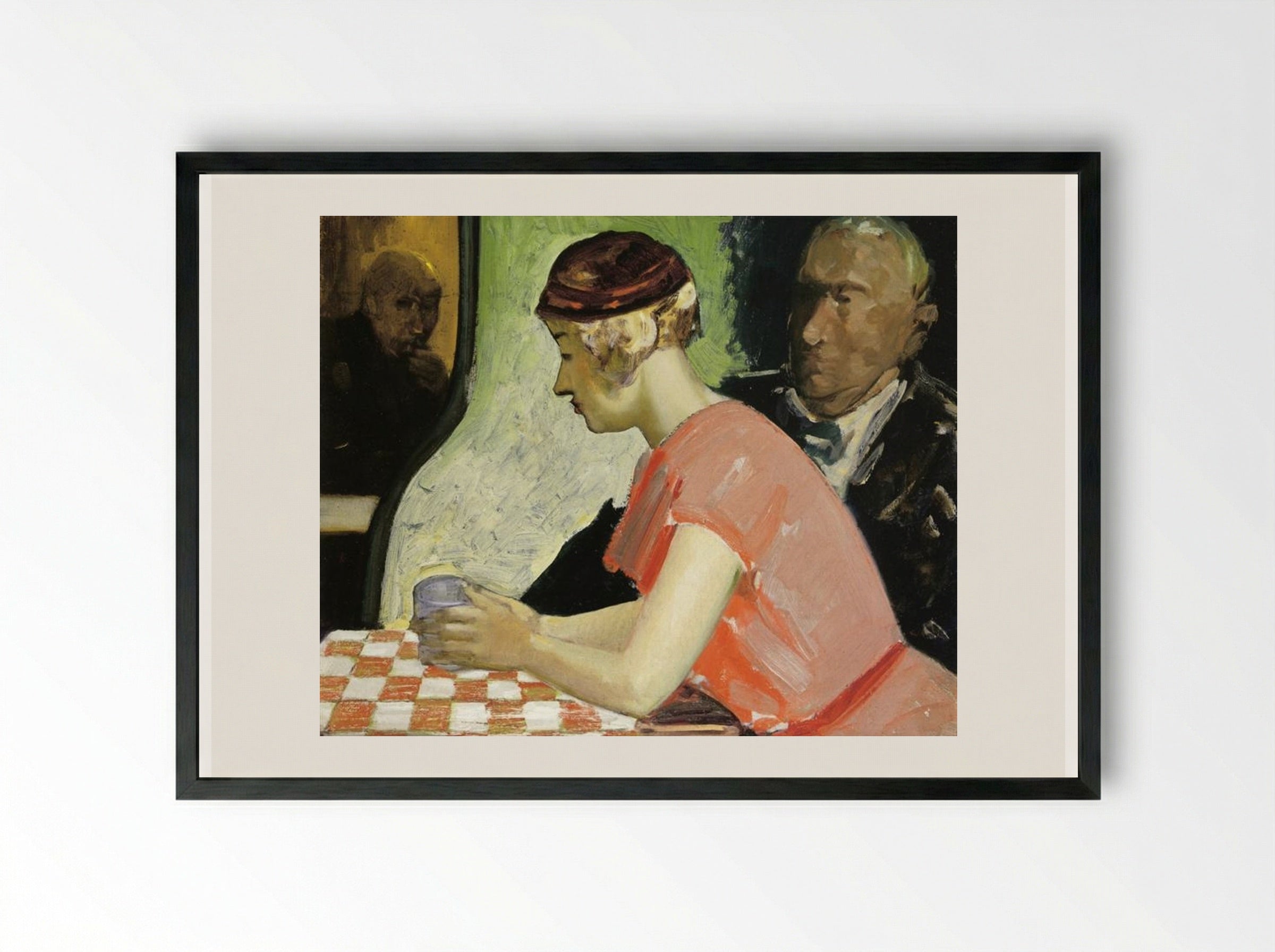 Cafe Scene (A Study of a Young Woman) - George Luks - Framed Print Black