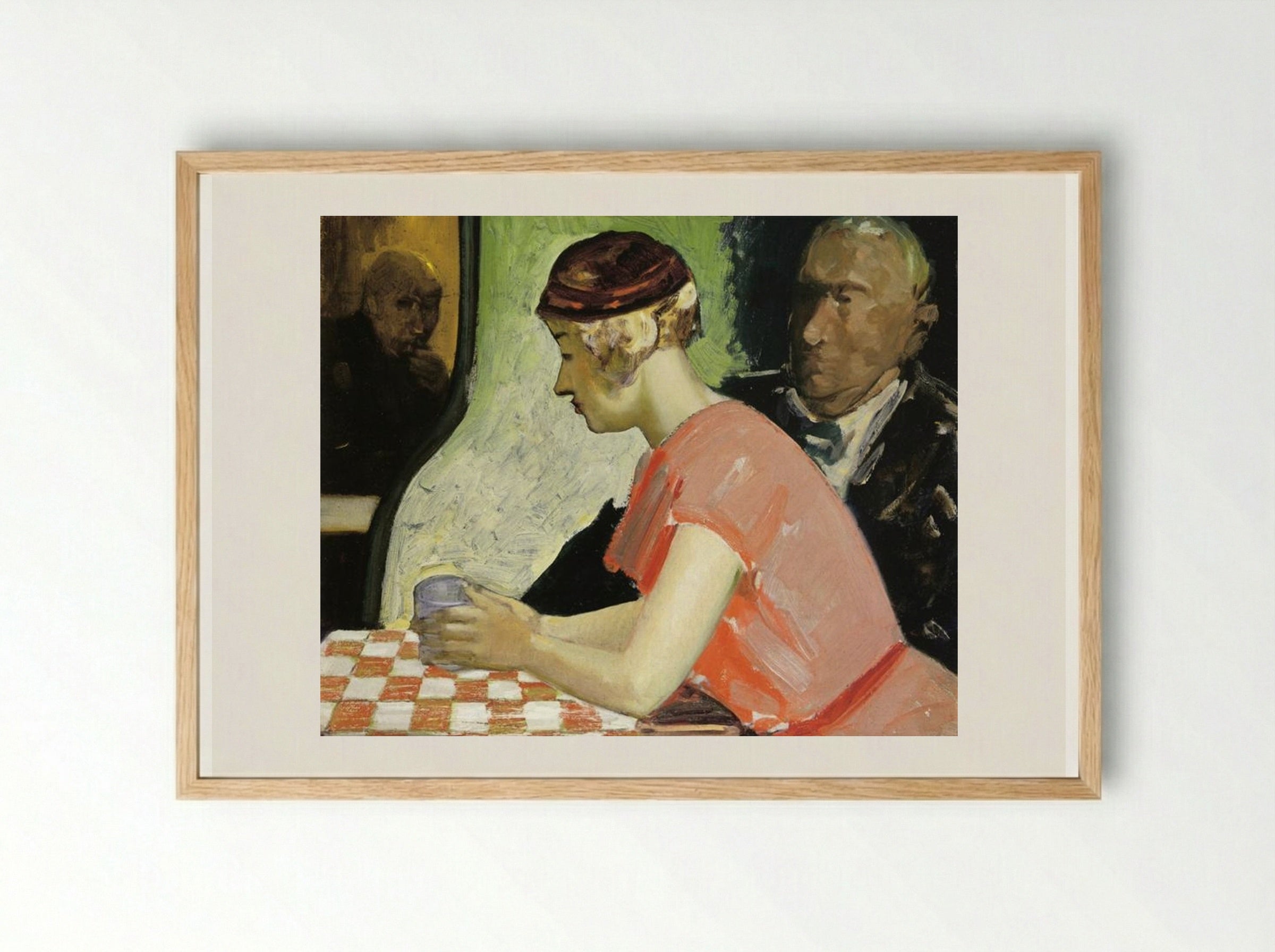 Cafe Scene (A Study of a Young Woman) - George Luks - Framed Print Wood