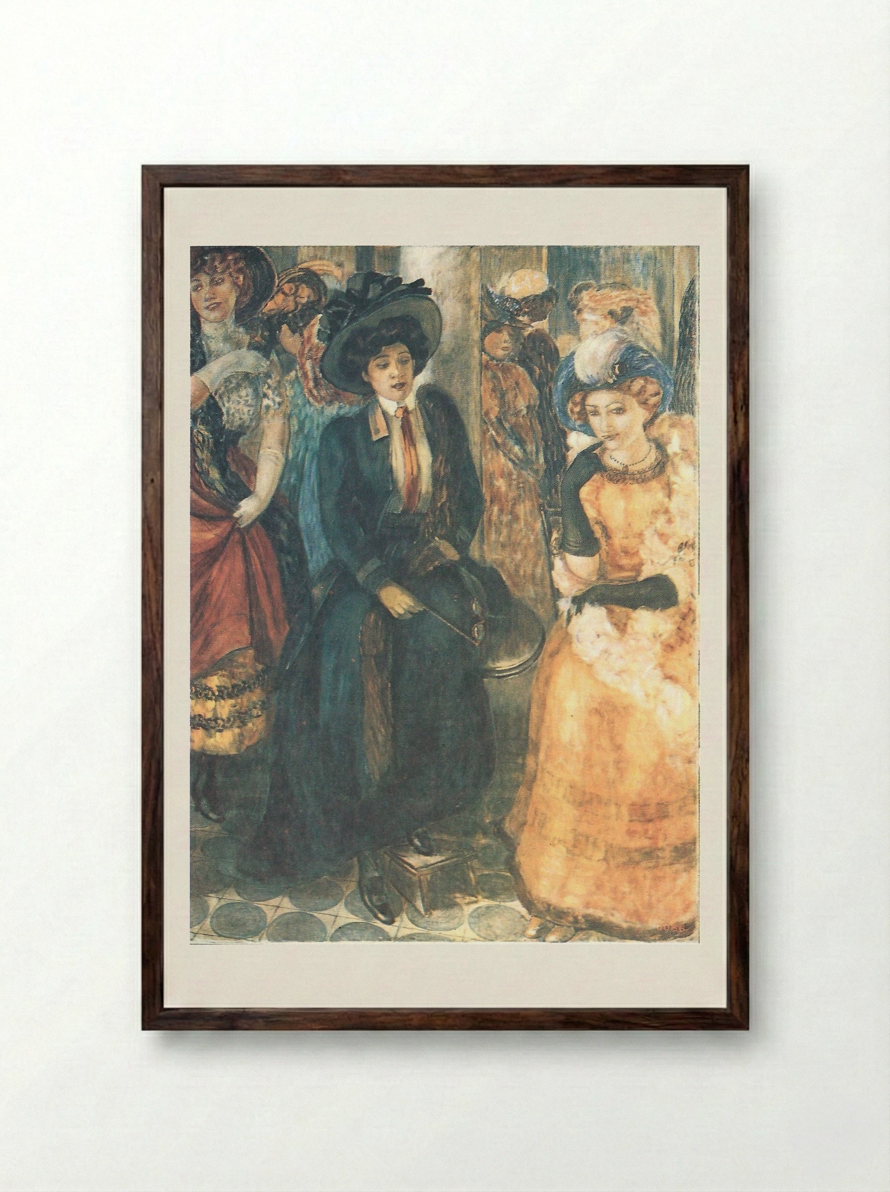 Cafe - Kuzma Petrov-Vodkin - Framed Print Dark Wood