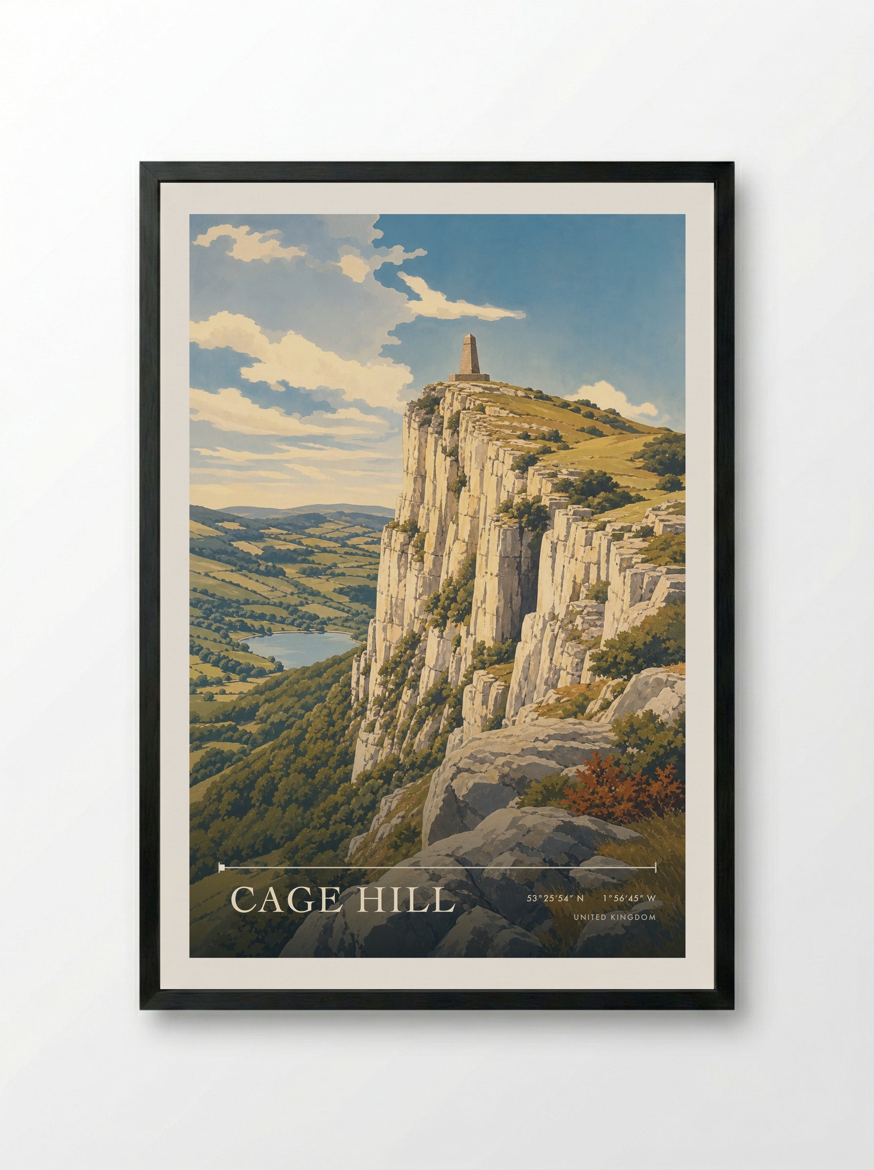 Cage Hill United Kingdom Travel Poster - Framed Print Black