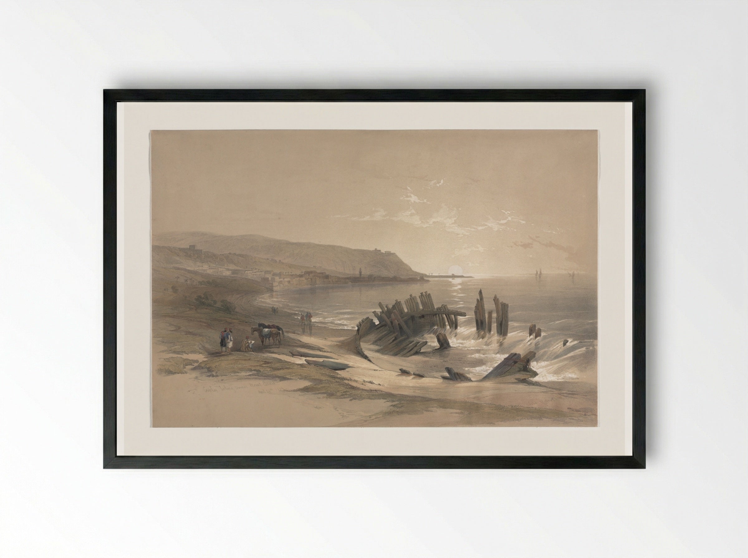 Caiaphas Looking Towards Mount Carmel - David Roberts - Framed Print Black