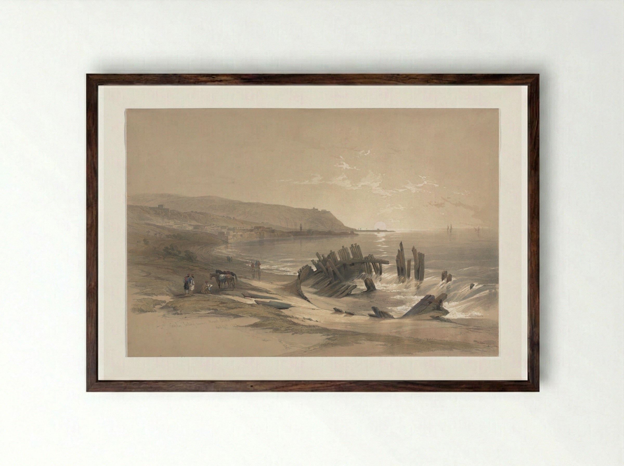 Caiaphas Looking Towards Mount Carmel - David Roberts - Framed Print Dark Wood