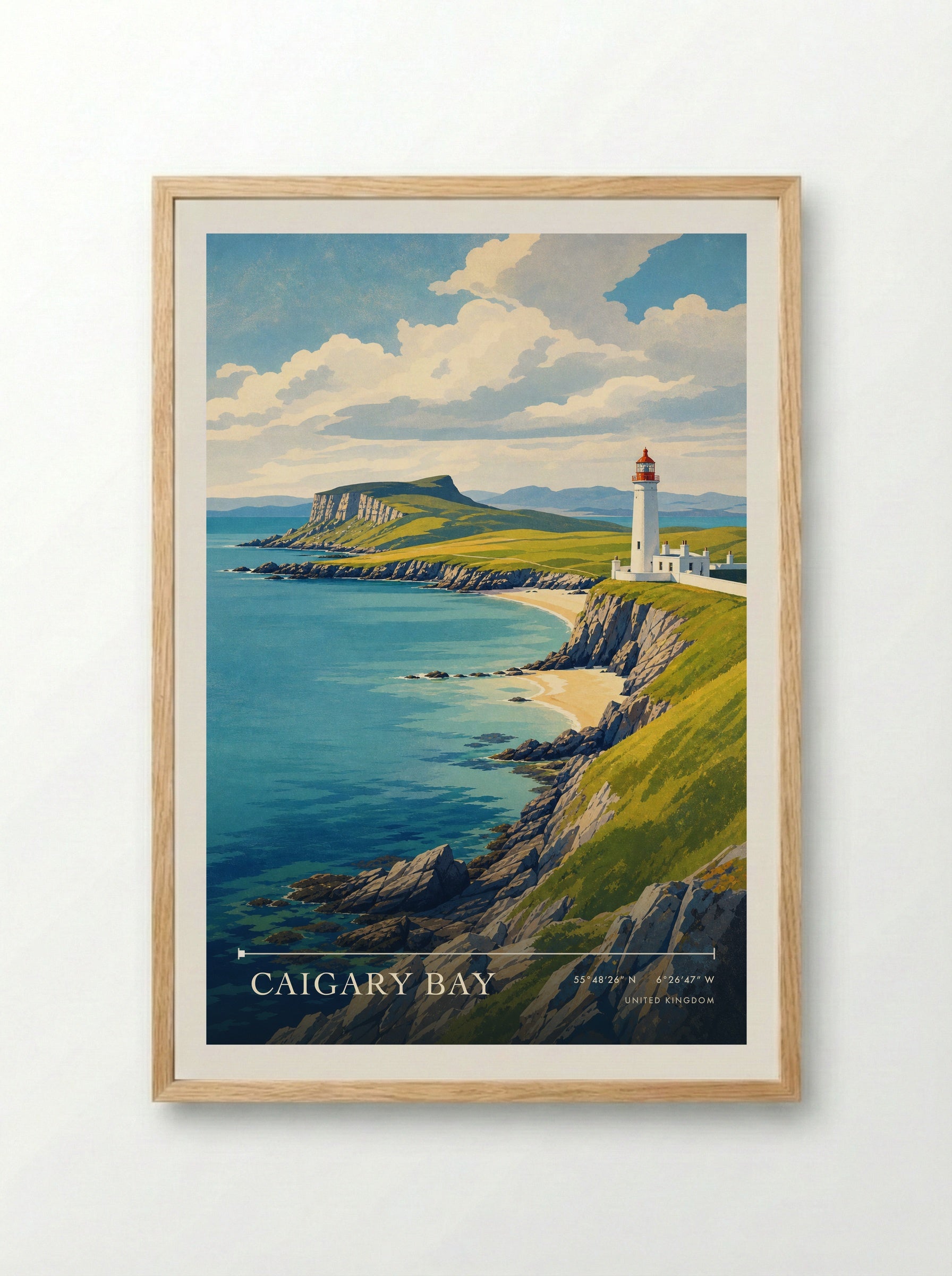 Caigary Bay United Kingdom Travel Poster - Framed Print Wood