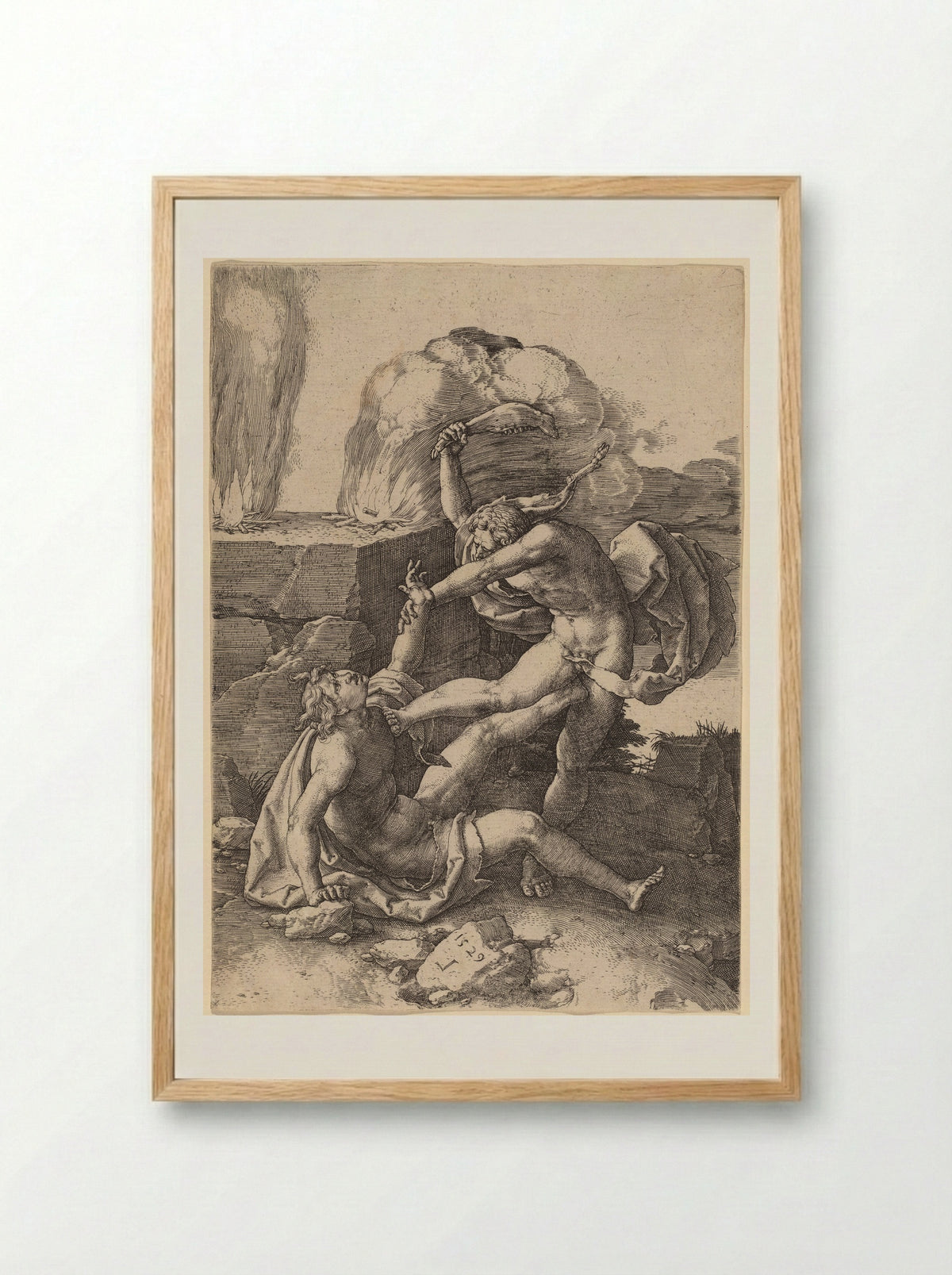Cain Killing Abel - Lucas van Leyden - Framed Print Wood