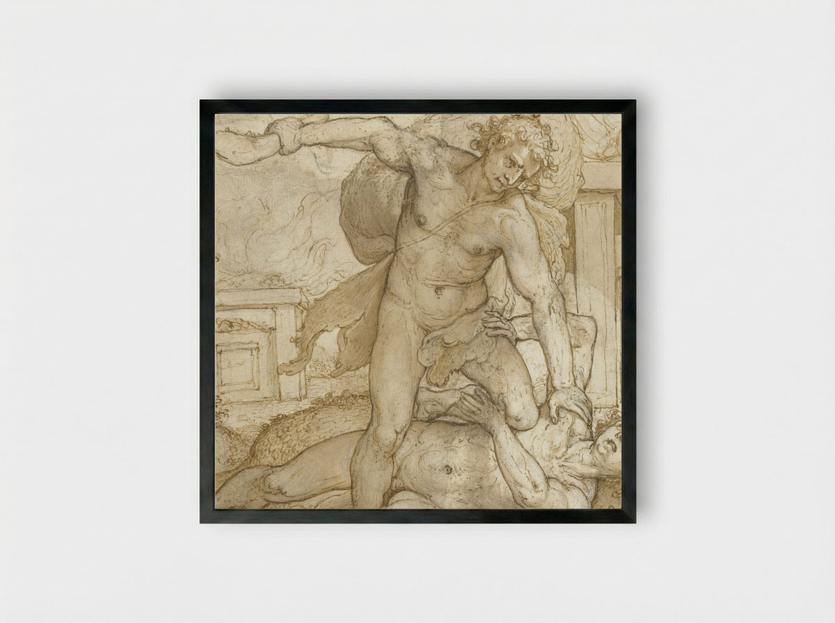 Cain Slaying Abel - Domenico Passignano - Framed Print Black