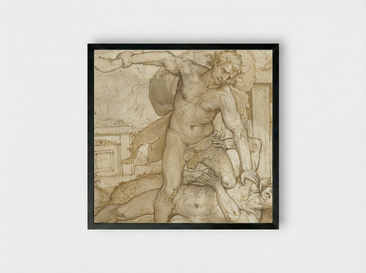 Cain Slaying Abel - Domenico Passignano - Framed Print Black