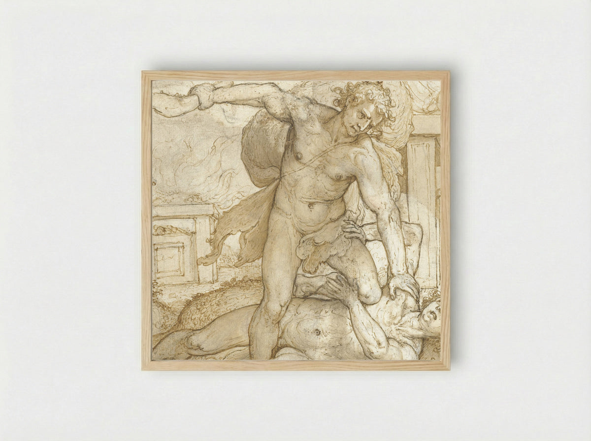 Cain Slaying Abel - Domenico Passignano - Framed Print Wood