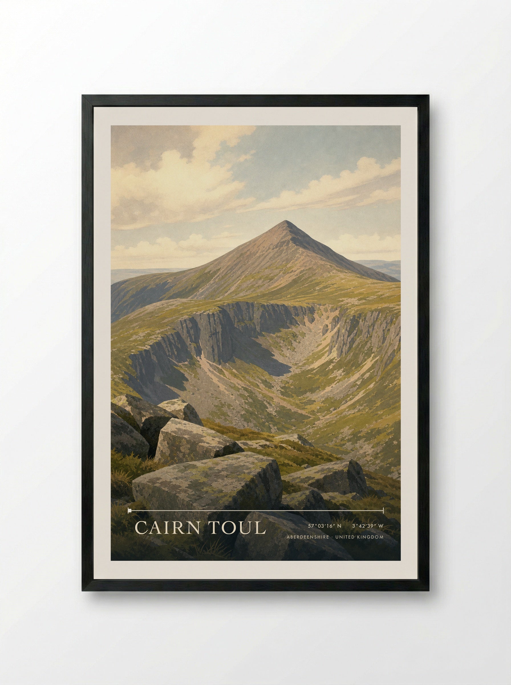 Cairn Toul Aberdeenshire United Kingdom Travel Poster - Framed Print Black