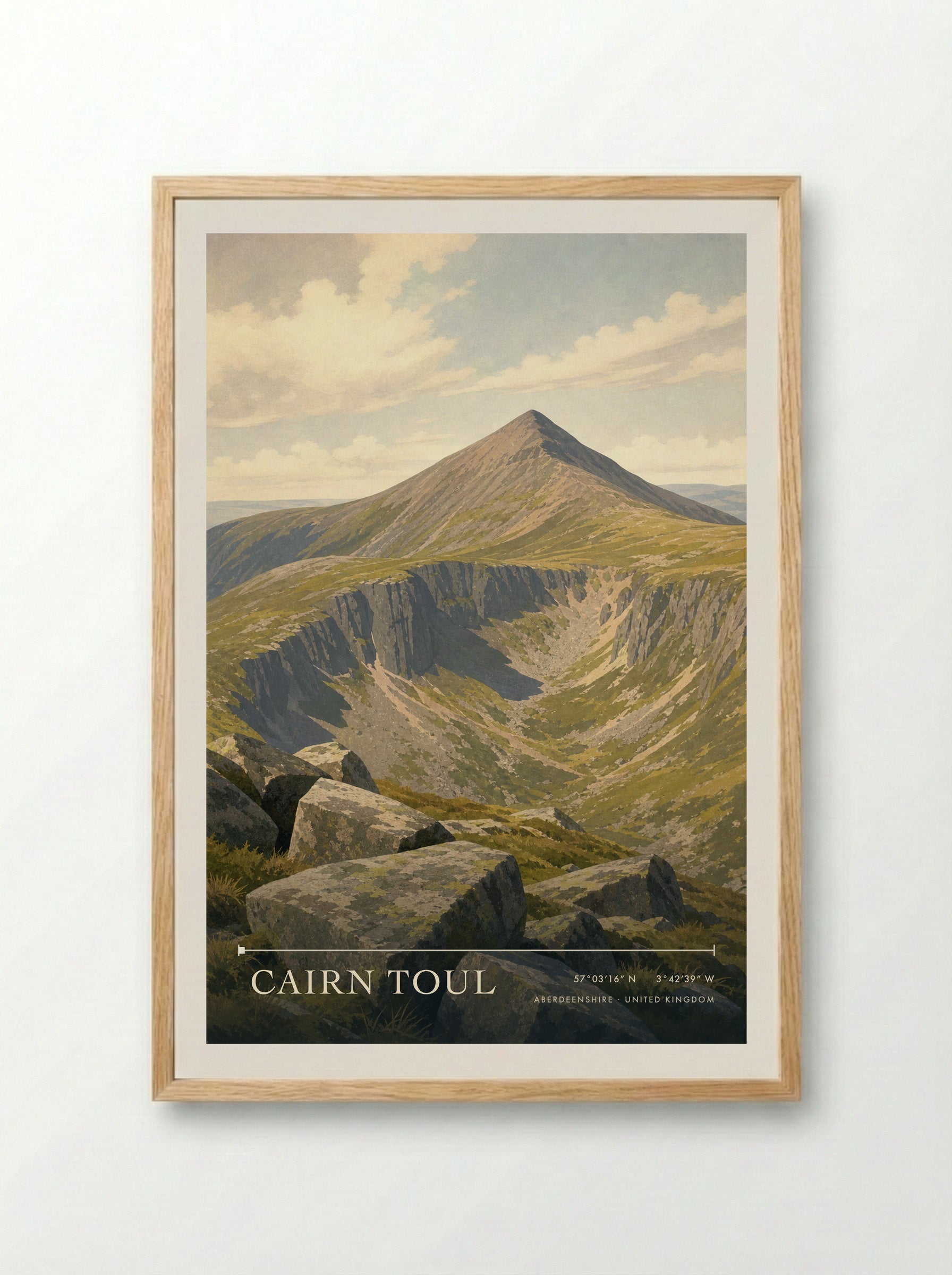 Cairn Toul Aberdeenshire United Kingdom Travel Poster - Framed Print Wood