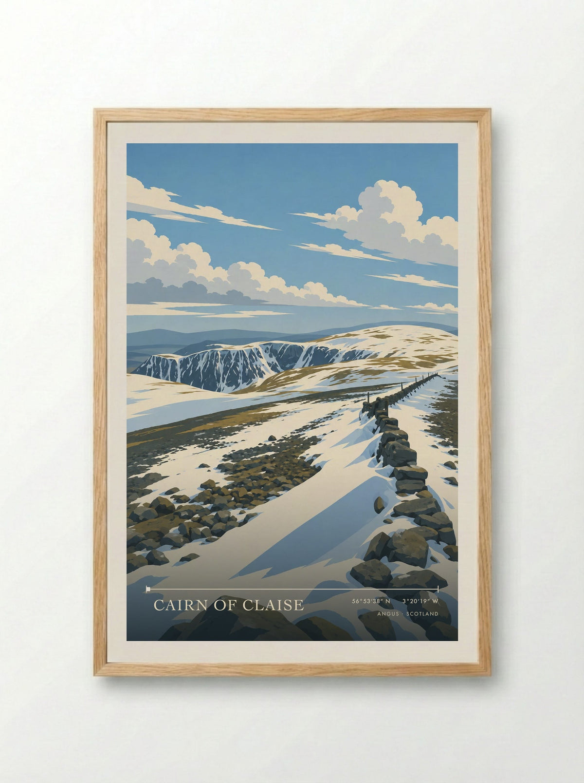 Cairn of Claise, Angus | Travel Poster - Framed Print Wood