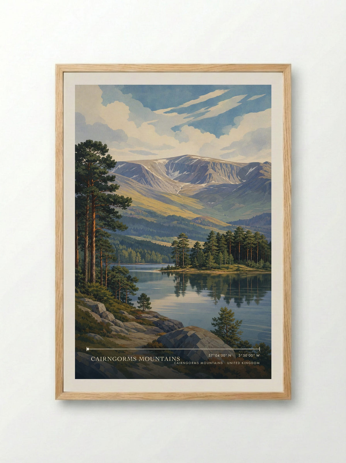 Cairngorms Mountains United Kingdom Travel Poster - Framed Print Wood