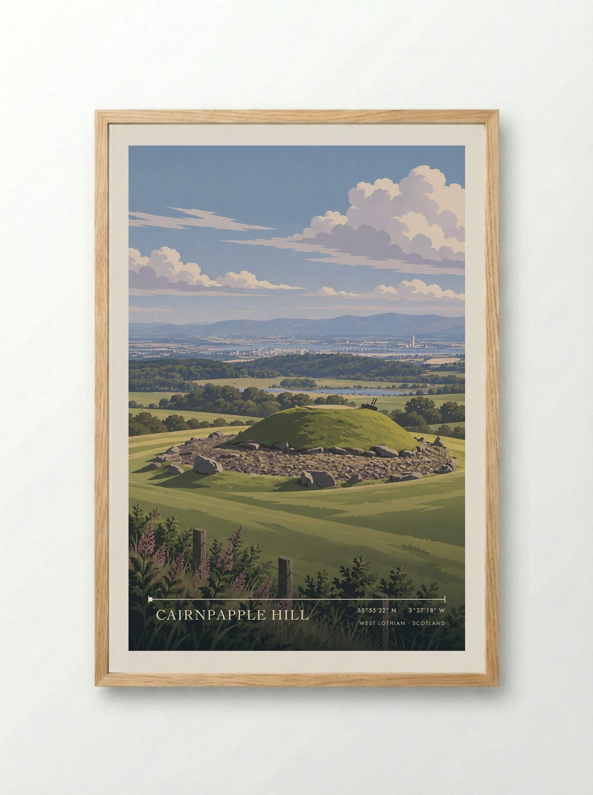 Cairnpapple Hill, West Lothian | Travel Poster - Framed Print Wood