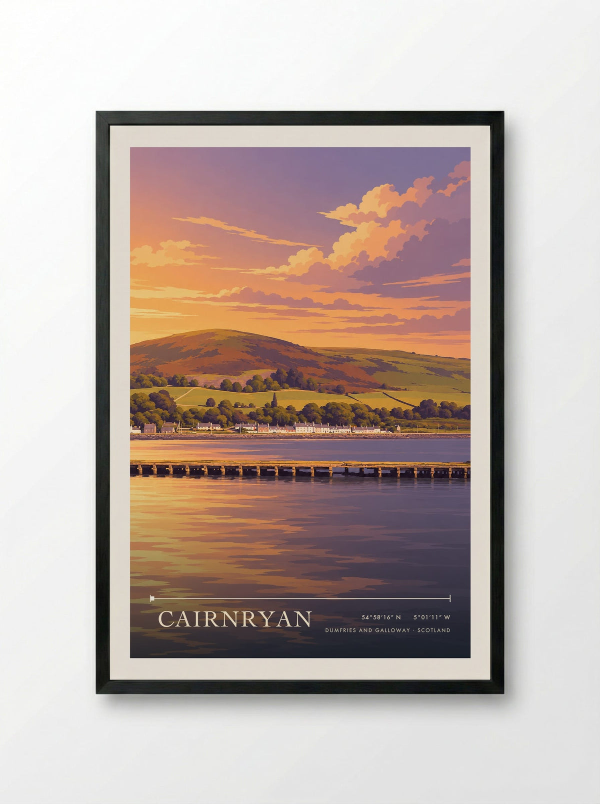 Cairnryan, Dumfries and Galloway | Travel Poster - Framed Print Black