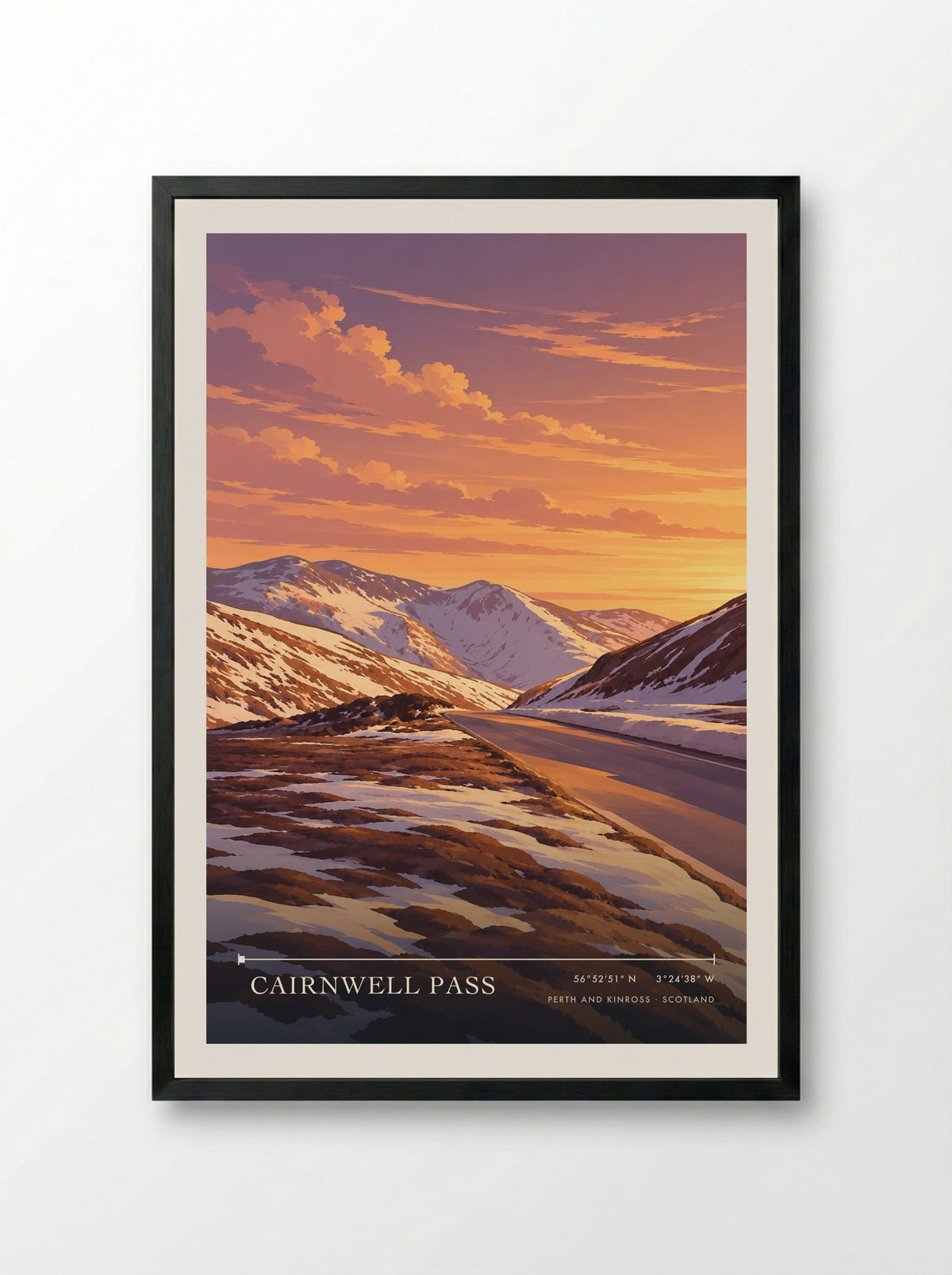 Cairnwell Pass, Perth and Kinross | Travel Poster - Framed Print Black