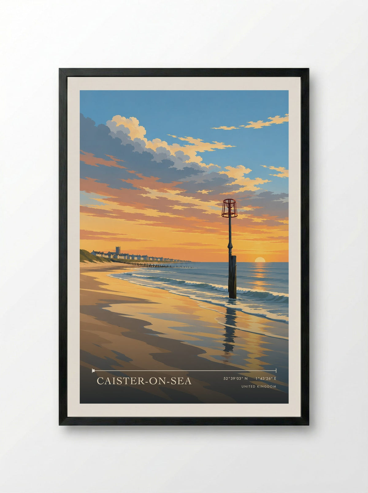 Caister-on-Sea | Travel Poster - Framed Print Black