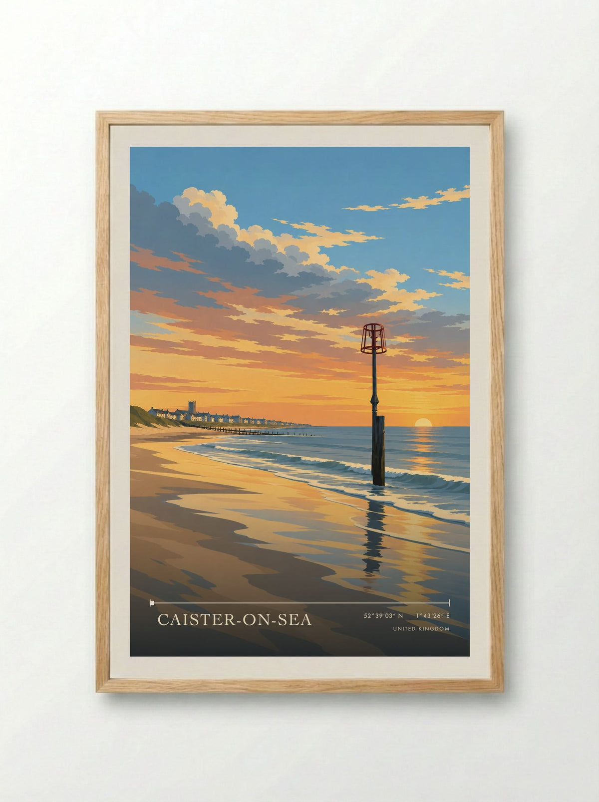 Caister-on-Sea | Travel Poster - Framed Print Wood