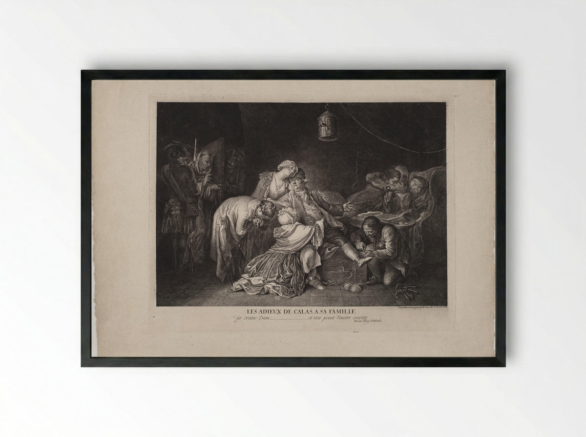 Calas Bidding Farewell to His Family - Daniel Nikolaus Chodowiecki - Framed Print Black