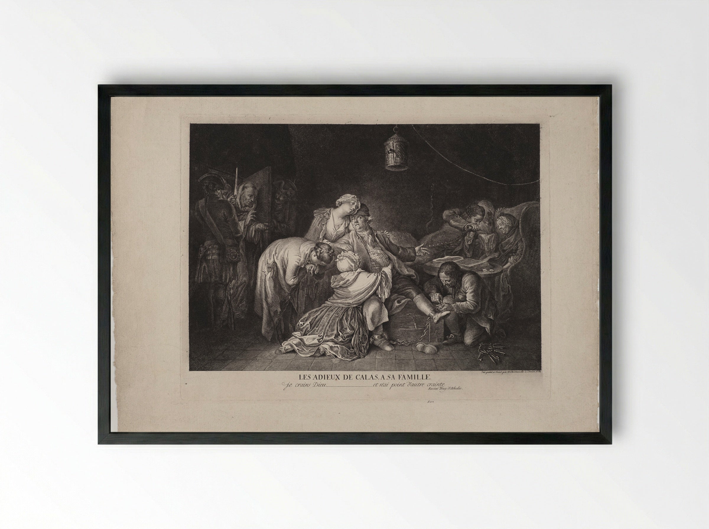 Calas Bidding Farewell to His Family - Daniel Nikolaus Chodowiecki - Framed Print Black
