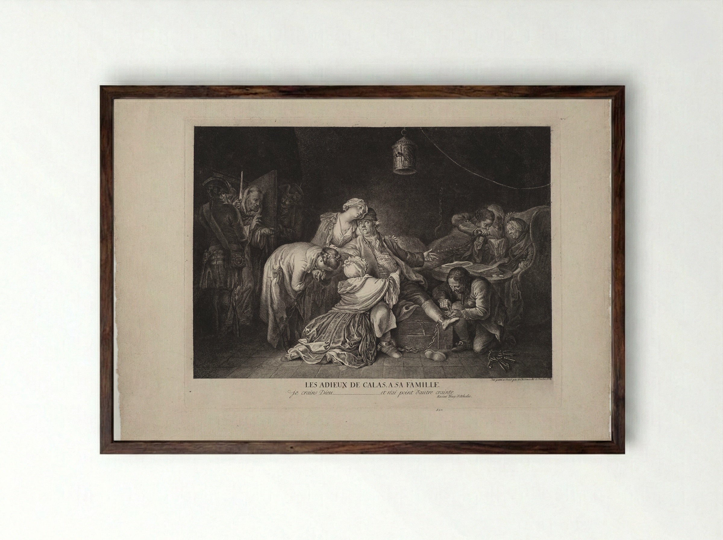 Calas Bidding Farewell to His Family - Daniel Nikolaus Chodowiecki - Framed Print Dark Wood