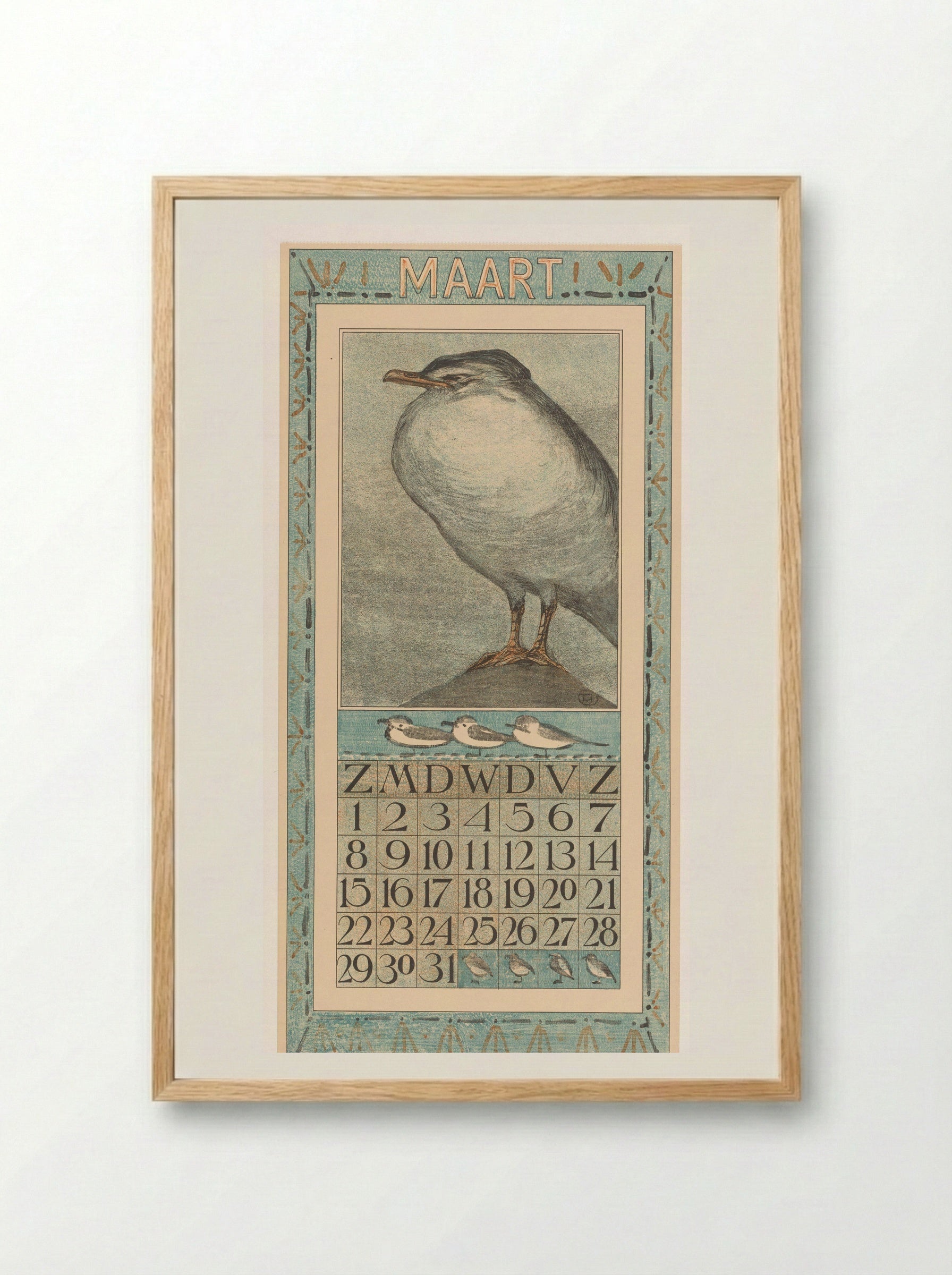 Calendar Page for March - Theo van Hoytema - Framed Print Wood