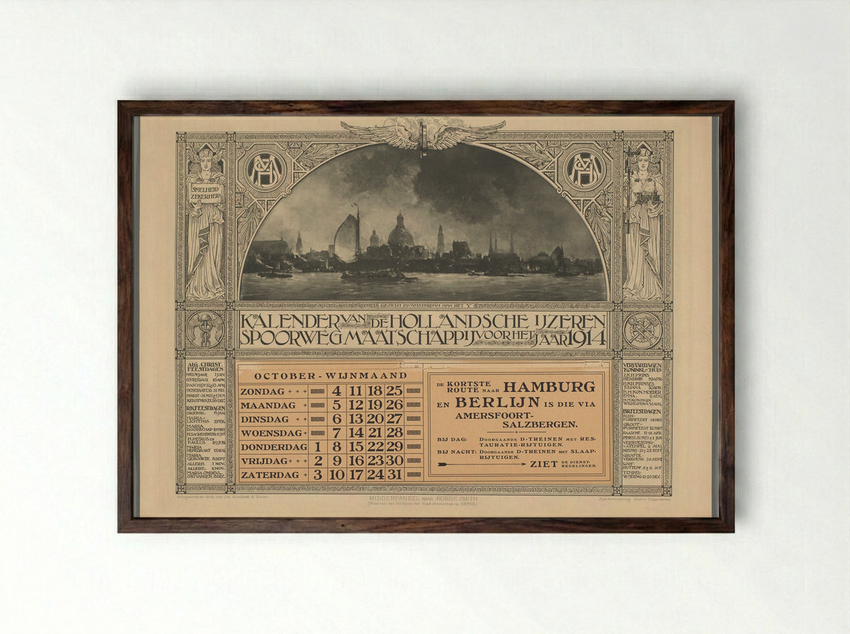 Calendar for the Holland Iron Railway Company - André Vlaanderen - Framed Print Dark Wood