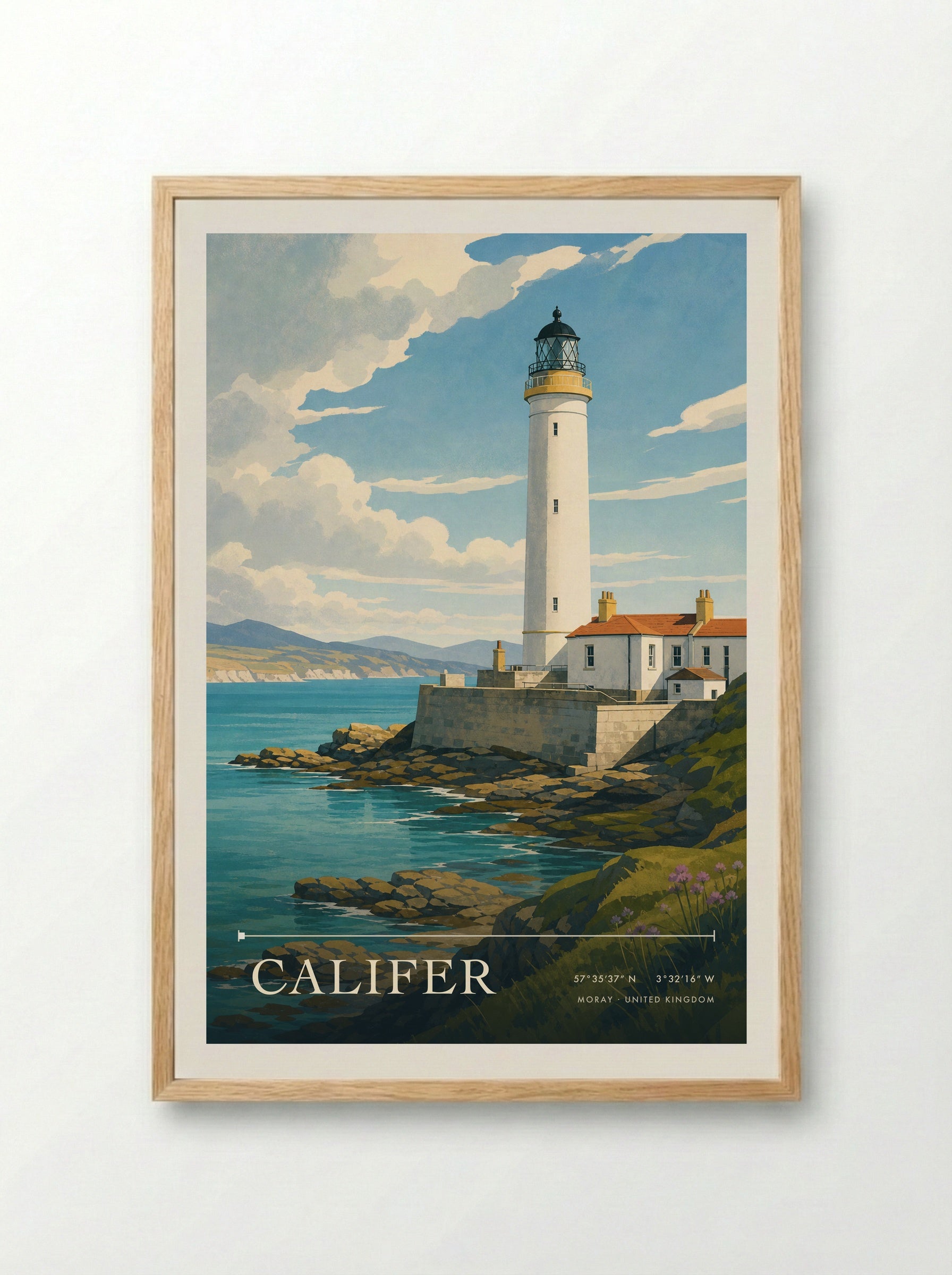 Califer Moray United Kingdom Travel Poster - Framed Print Wood