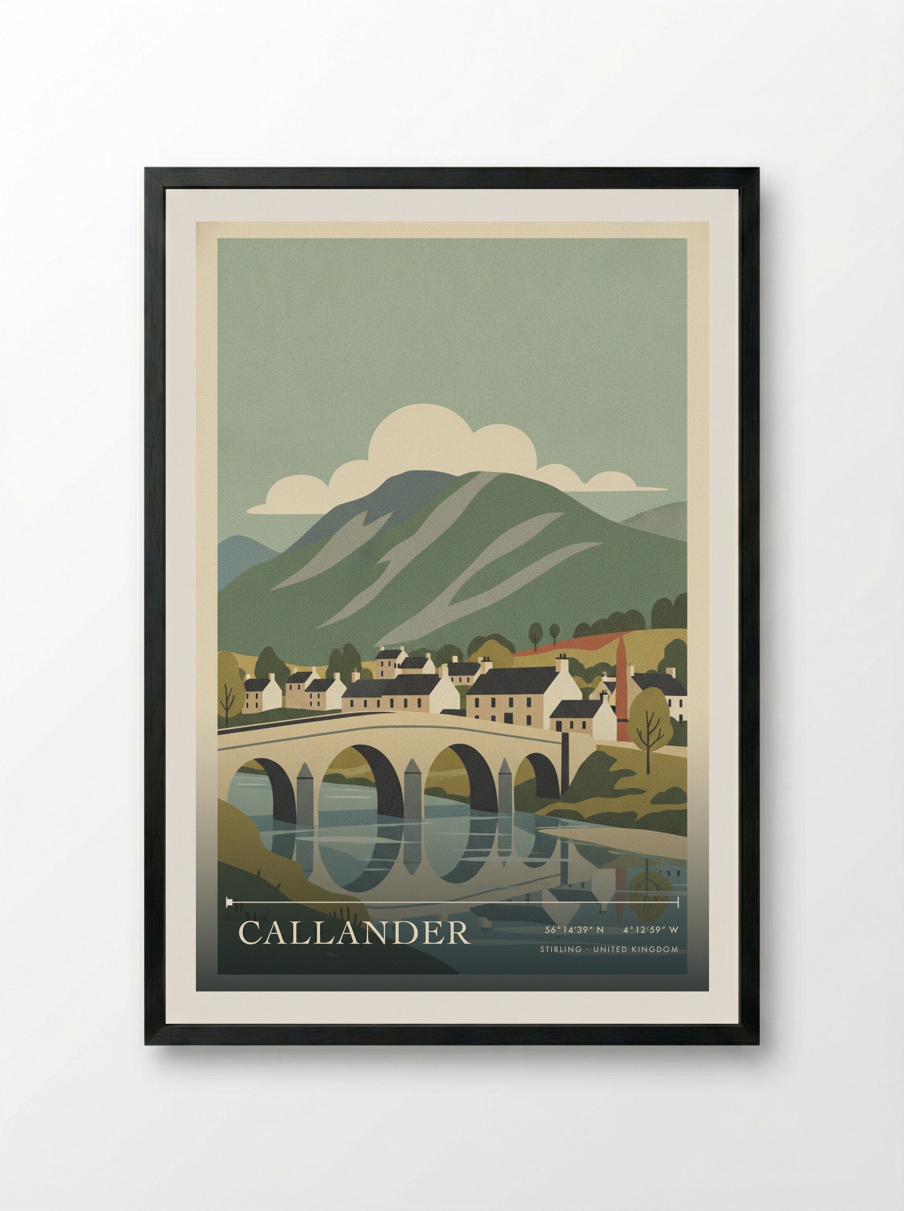 Callander Stirling United Kingdom Travel Poster - Framed Print Black