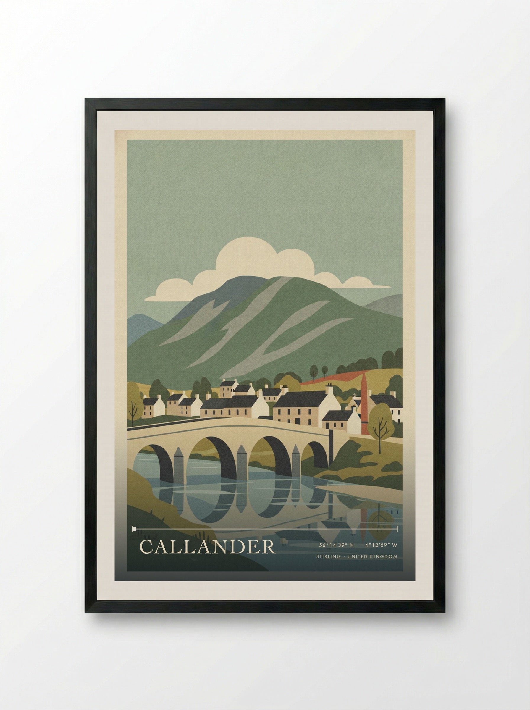 Callander Stirling United Kingdom Travel Poster - Framed Print Black