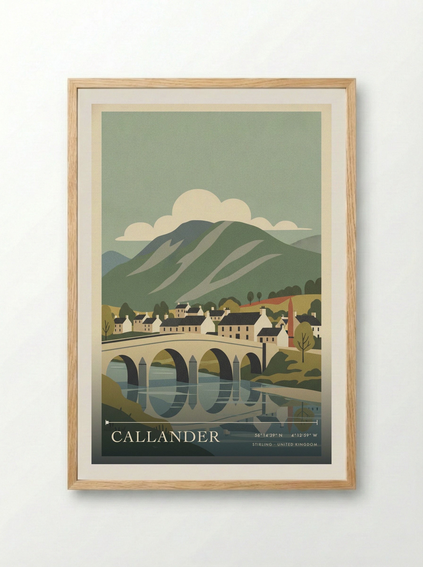 Callander Stirling United Kingdom Travel Poster - Framed Print Wood