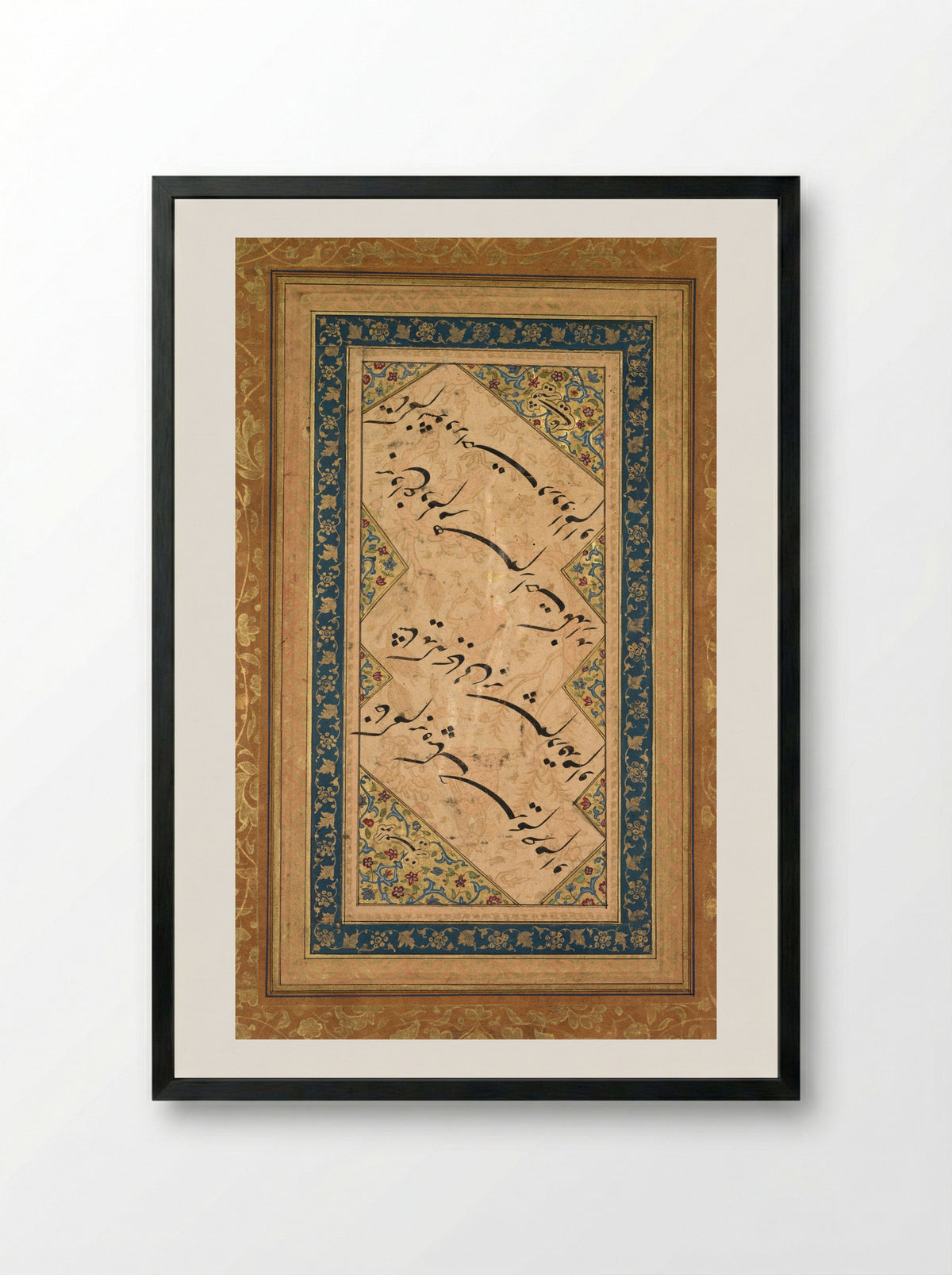 Calligraphy from a Ghazal of Badr al-Din Hilali Jaghata’i - Faqir Ali - Framed Print Black