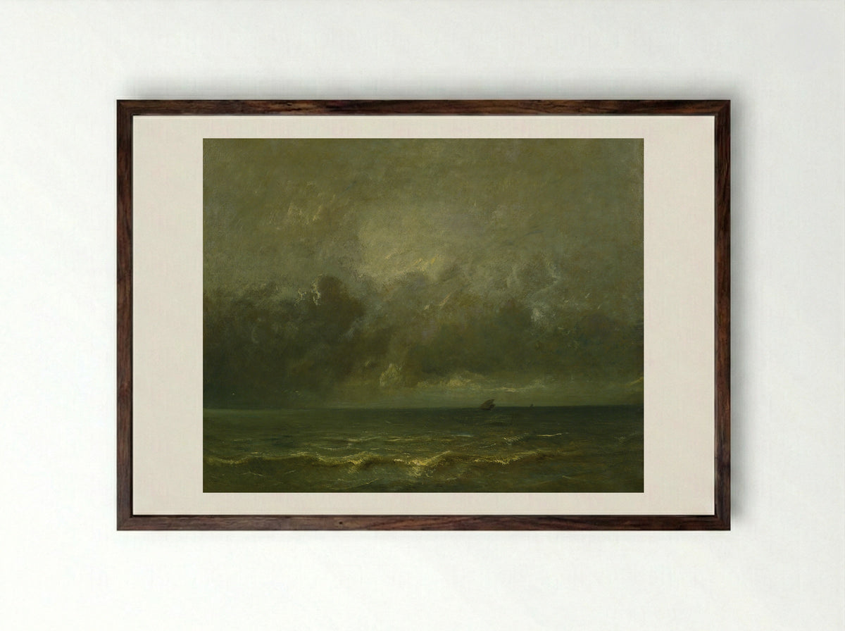 Calm before the storm - Jules Dupré - Framed Print Dark Wood