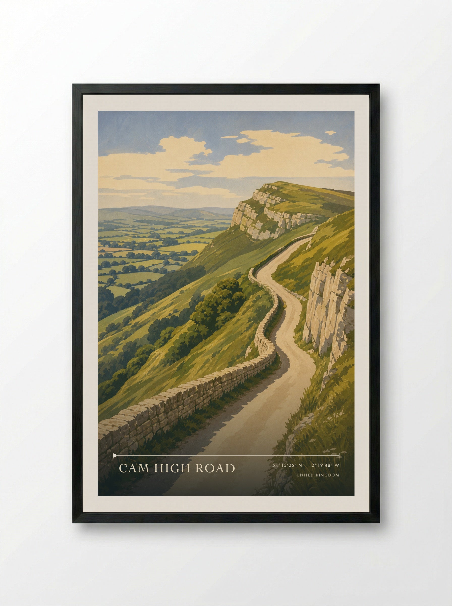 Cam High Road United Kingdom Travel Poster - Framed Print Black