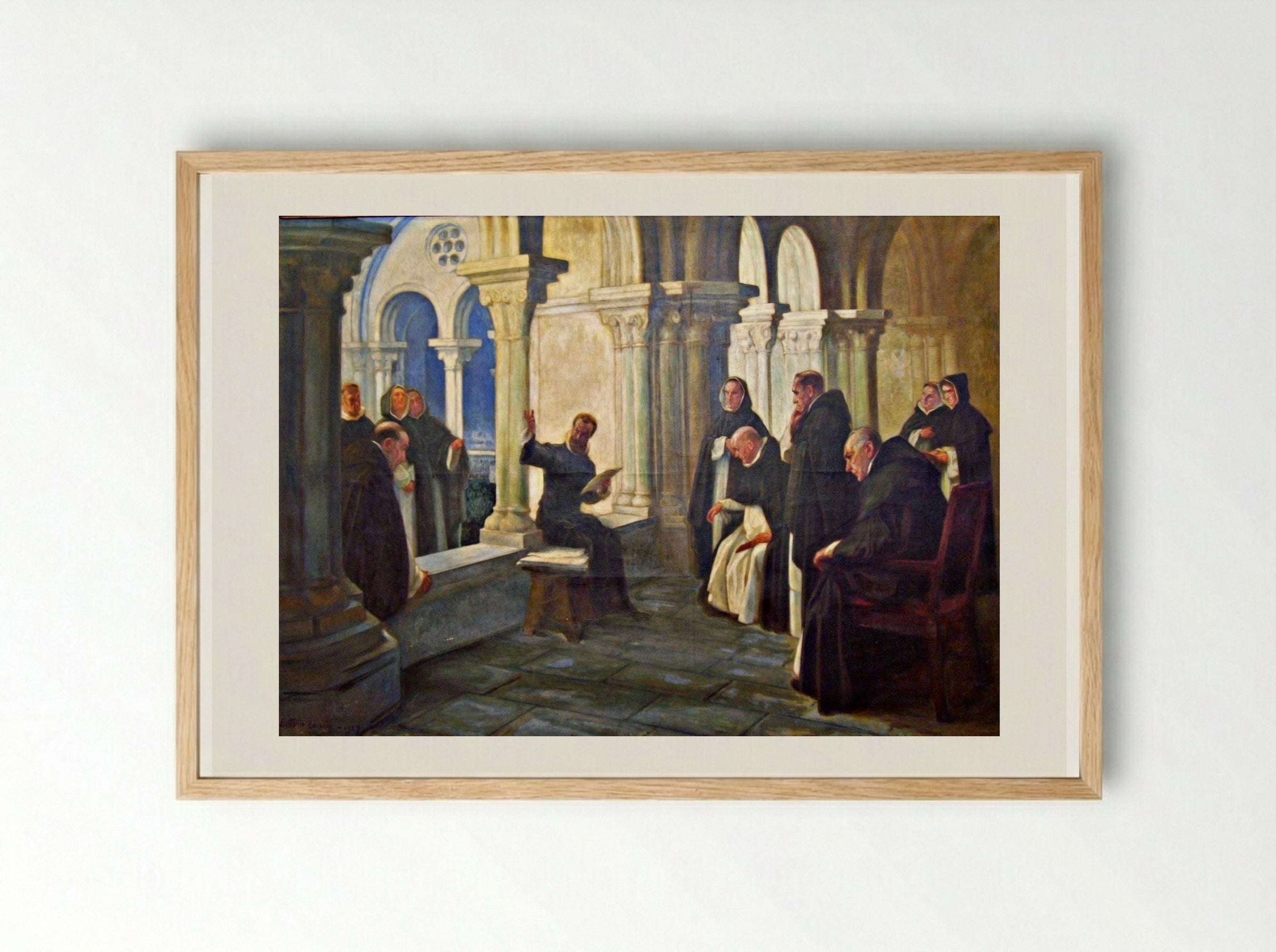 Camões lendo Os Lusíadas aos Frades de São Domingos - António Carneiro - Framed Print Wood