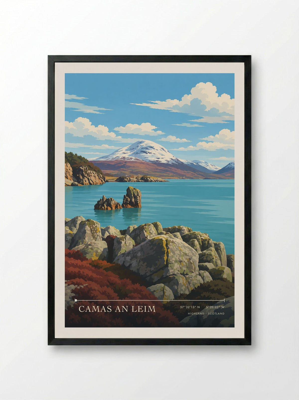 Camas an Leim, Highland | Travel Poster - Framed Print Black