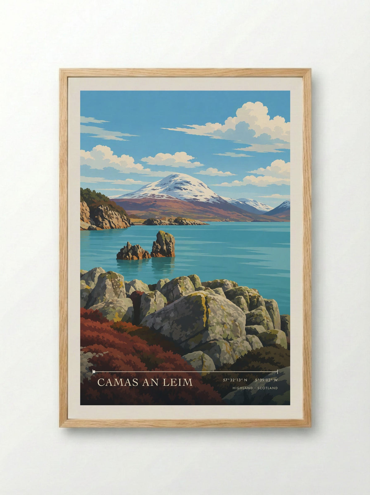 Camas an Leim, Highland | Travel Poster - Framed Print Wood