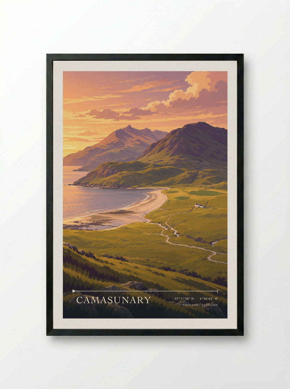 Camasunary, Highland | Travel Poster - Framed Print Black