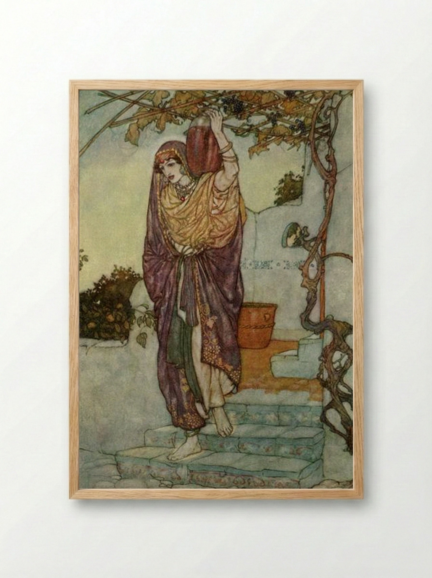 Came shining through the Dusk an Angel Shape - Edmund Dulac - Framed Print Wood