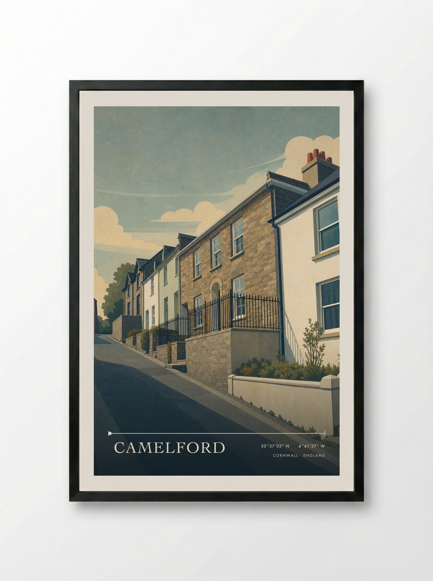 Camelford Cornwall England Travel Poster - Framed Print Black