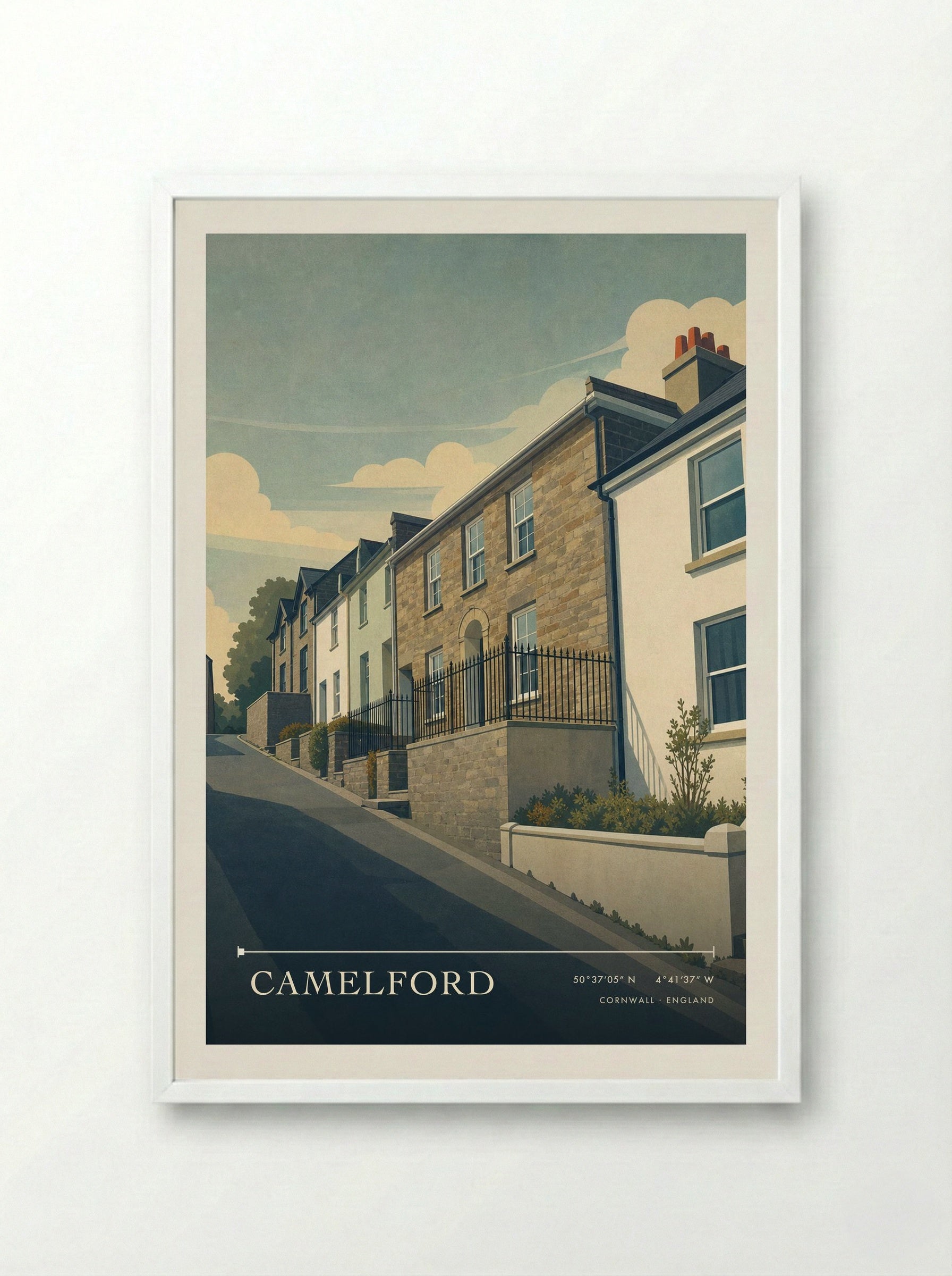 Camelford Cornwall England Travel Poster - Framed Print White