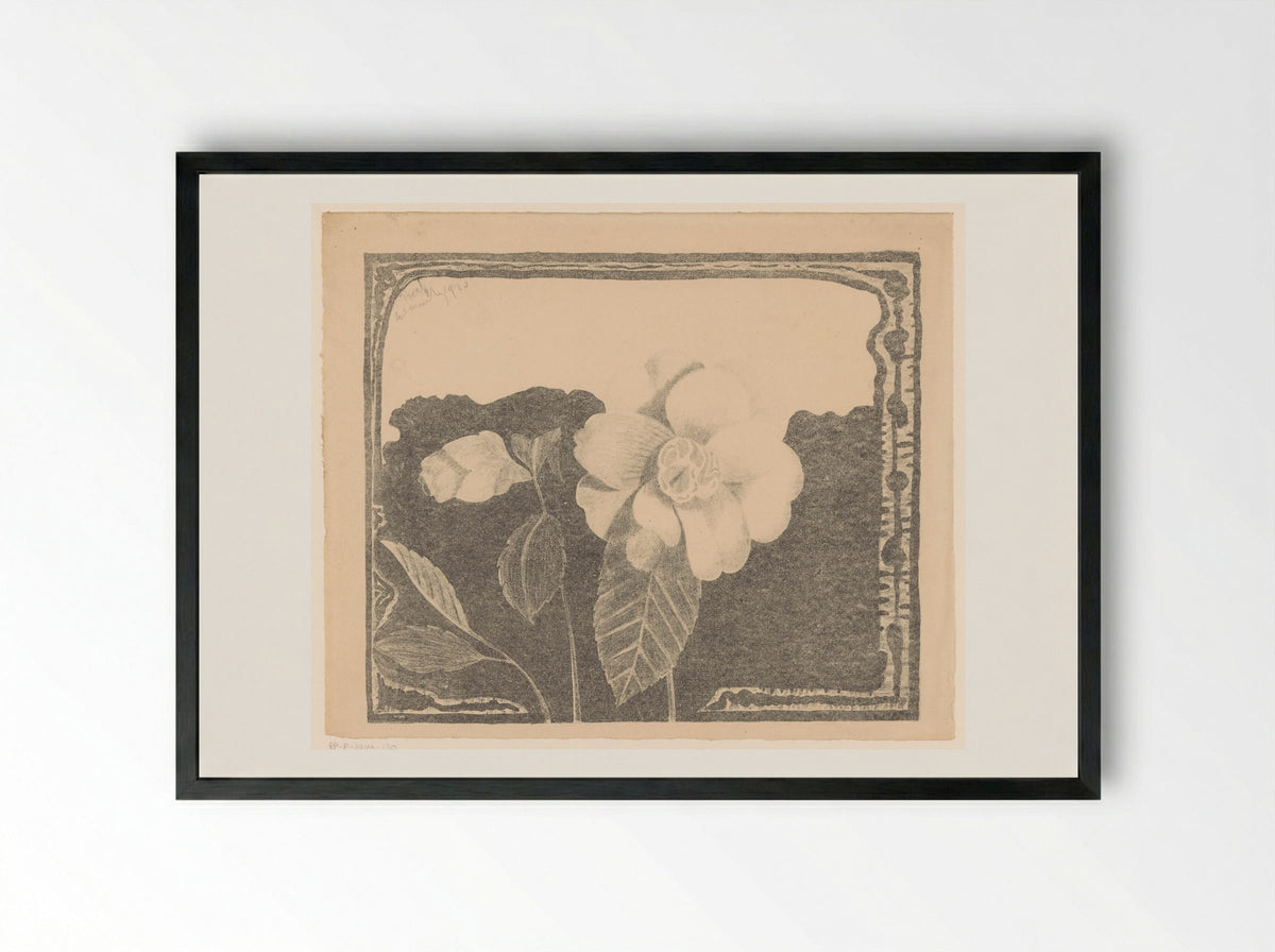 Camelia, links een bloem in knop - Samuel Jessurun de Mesquita - Framed Print Black